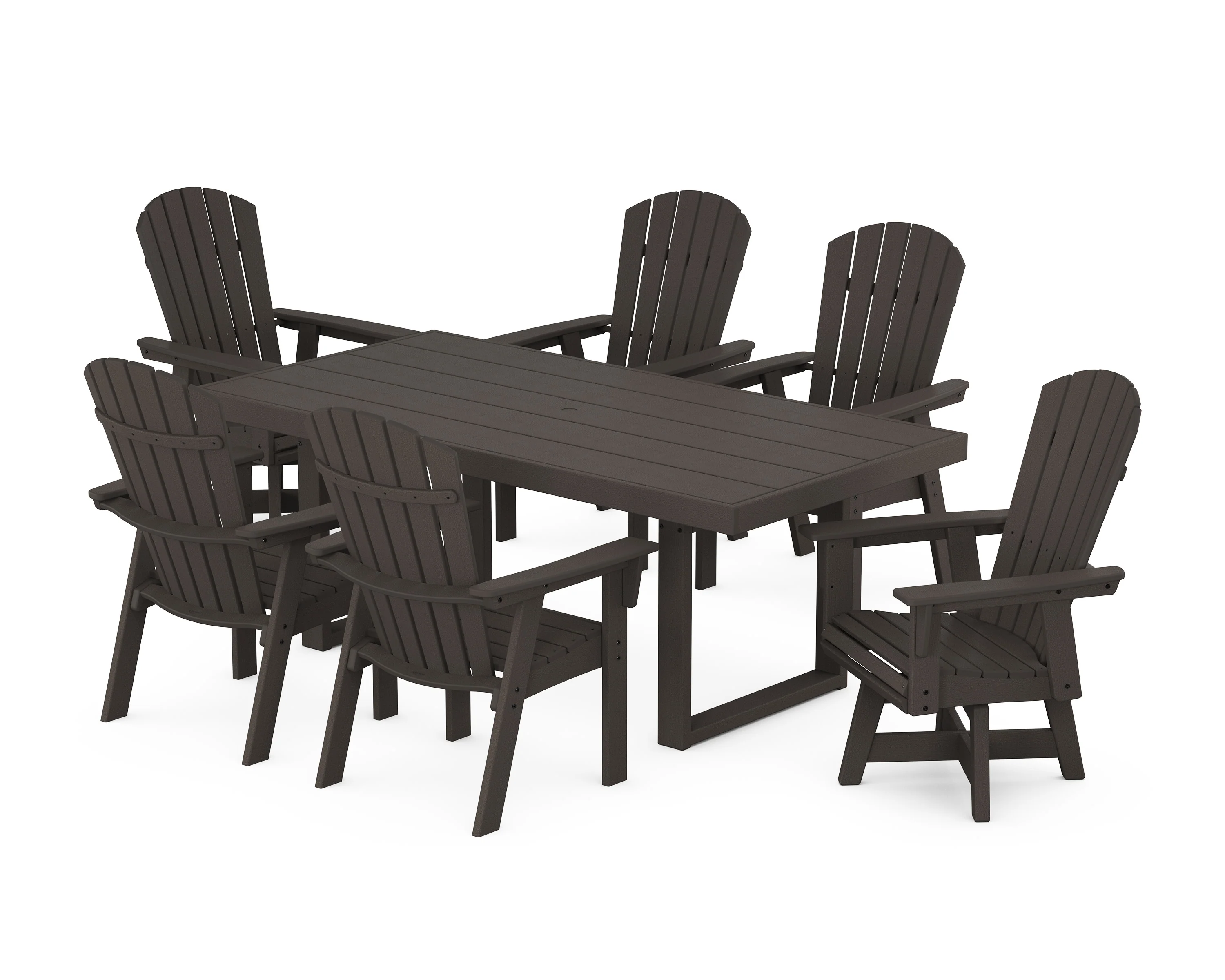 Nautical Curveback Adirondack Swivel Chair 7-Piece Dining Set - Image 4
