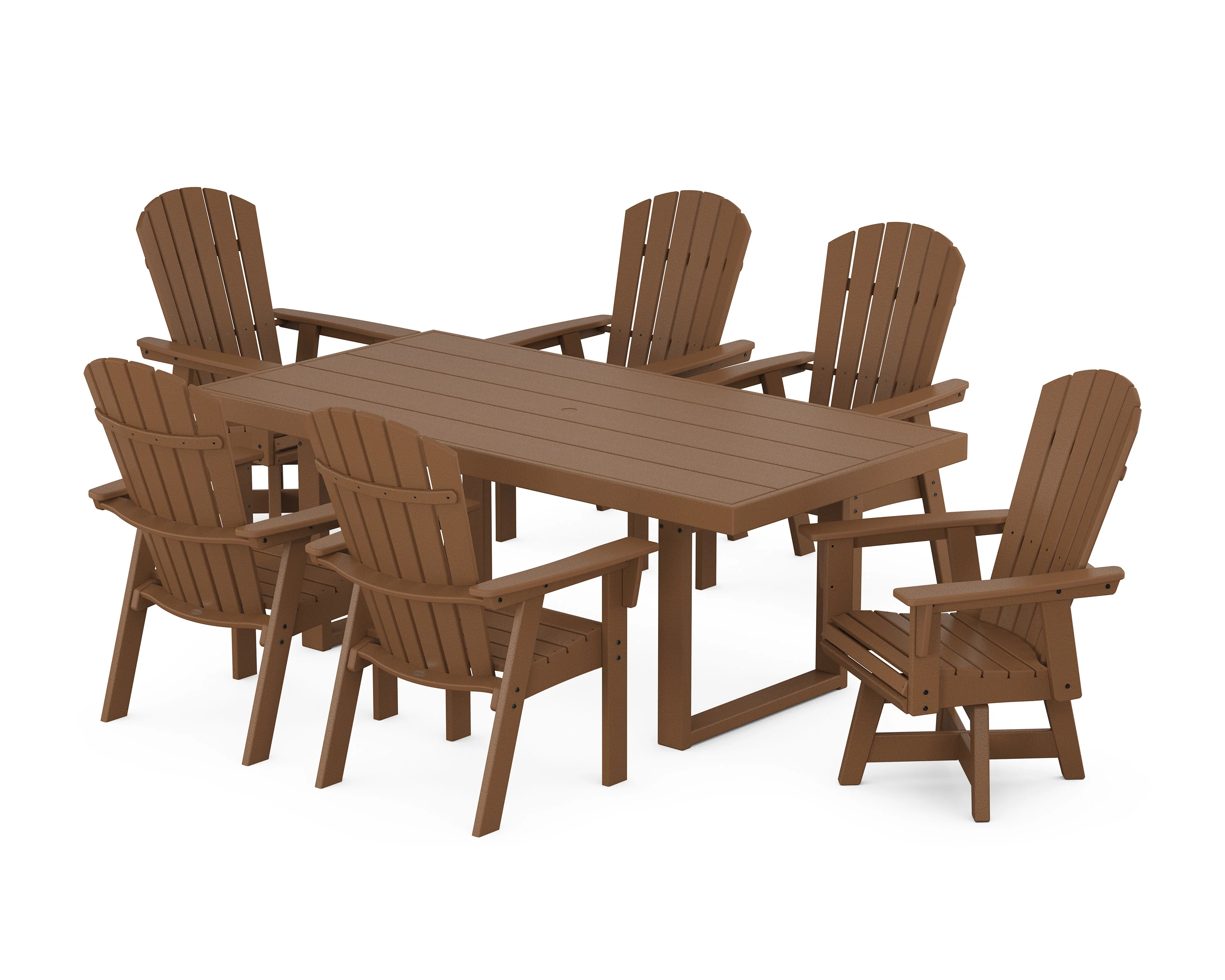 Nautical Curveback Adirondack Swivel Chair 7-Piece Dining Set - Image 5