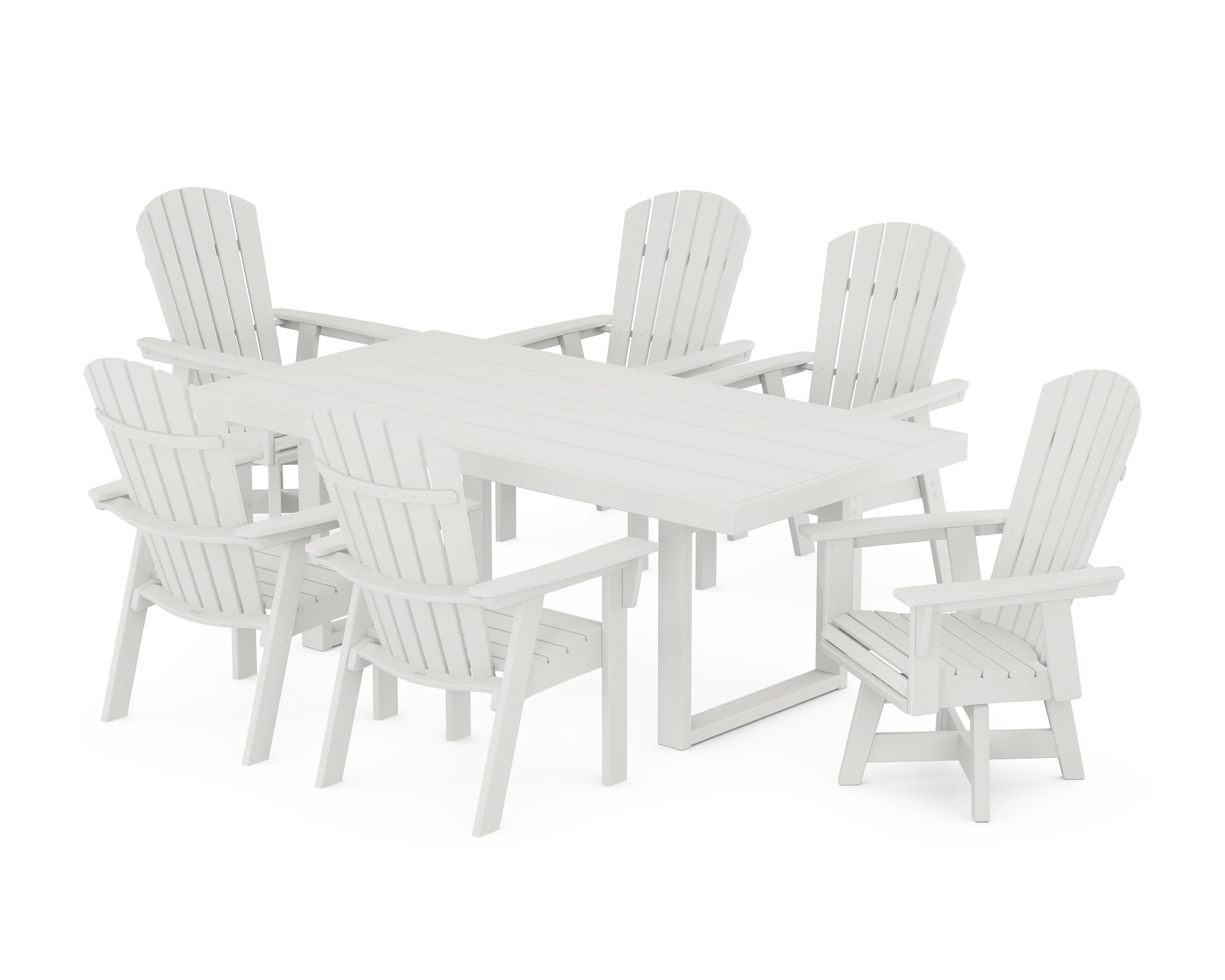 Nautical Curveback Adirondack Swivel Chair 7-Piece Dining Set - Image 6