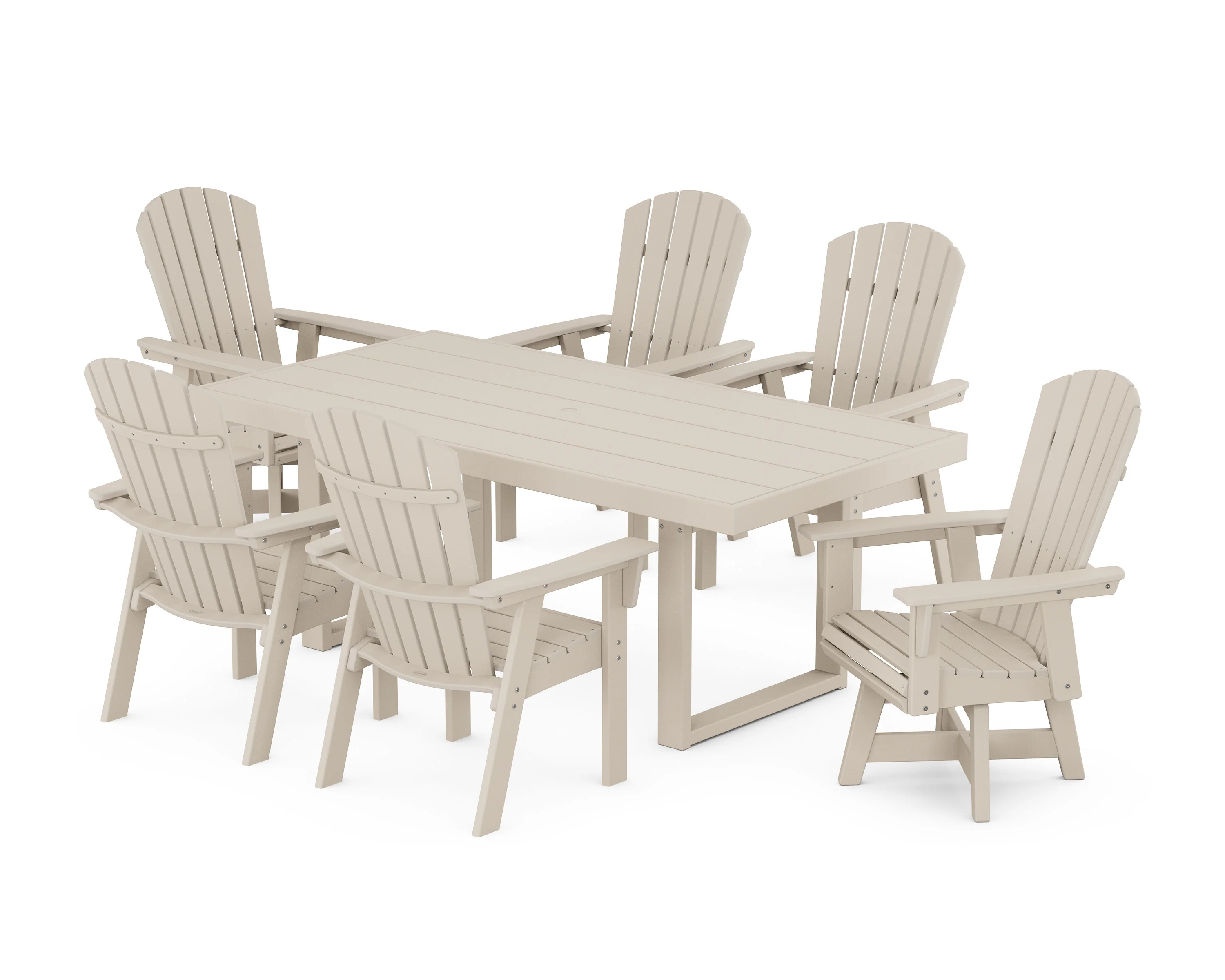 Nautical Curveback Adirondack Swivel Chair 7-Piece Dining Set - Image 7