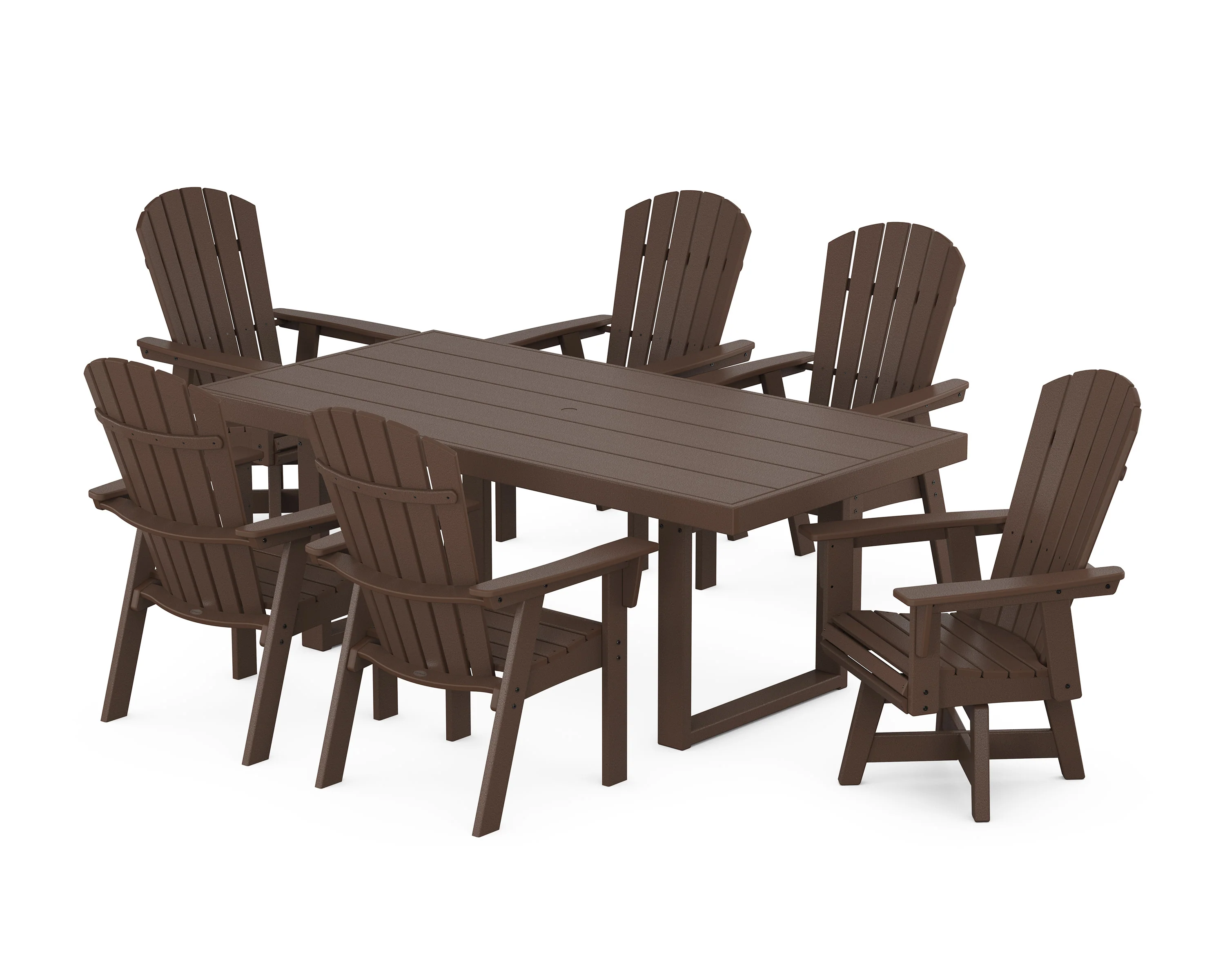 Nautical Curveback Adirondack Swivel Chair 7-Piece Dining Set - Image 9