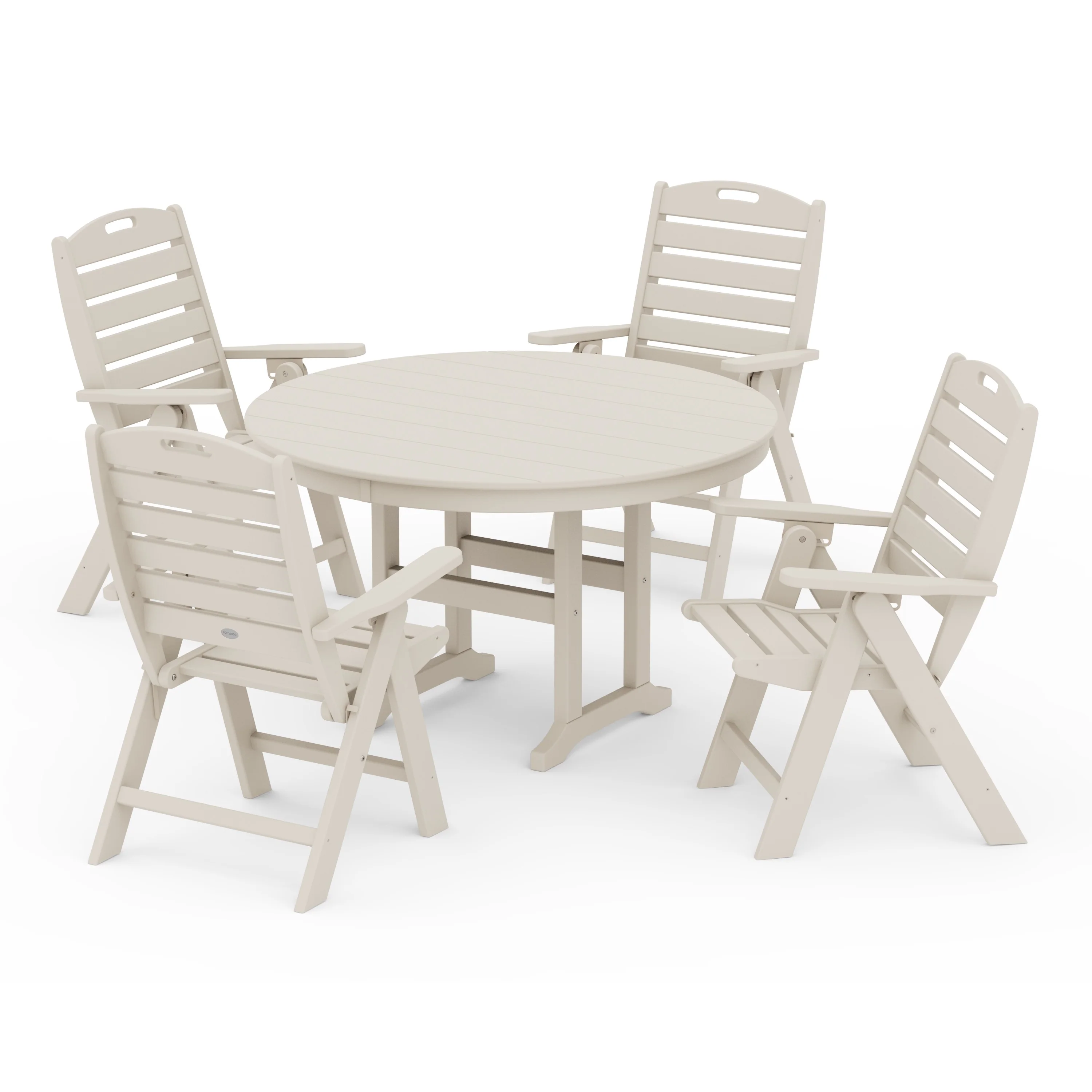 Nautical Folding Chair 5-Piece Round Farmhouse Dining Set - Image 5