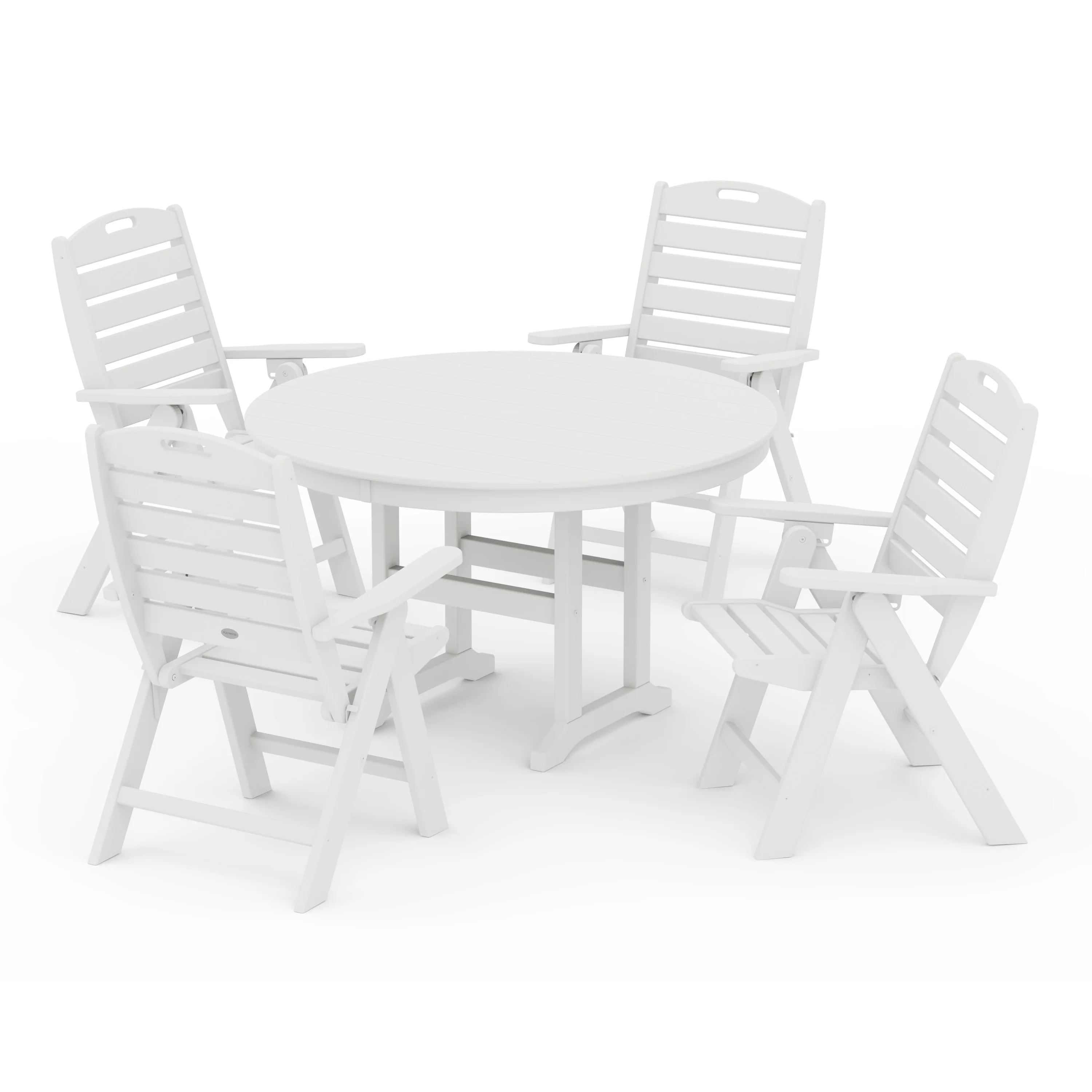Nautical Folding Chair 5-Piece Round Farmhouse Dining Set - Image 8