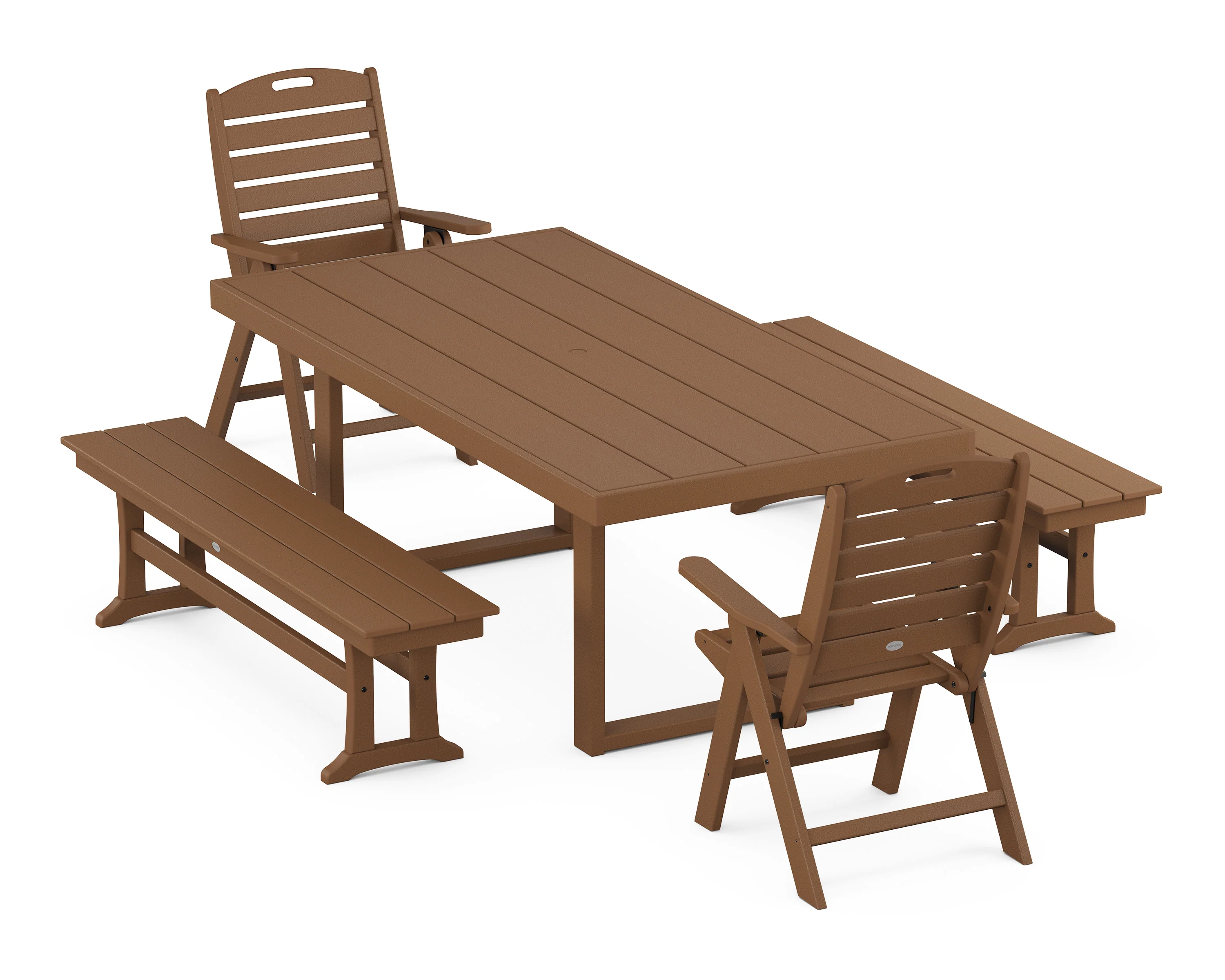 Nautical Folding Highback 5-Piece Dining Set with Trestle Legs - Image 8