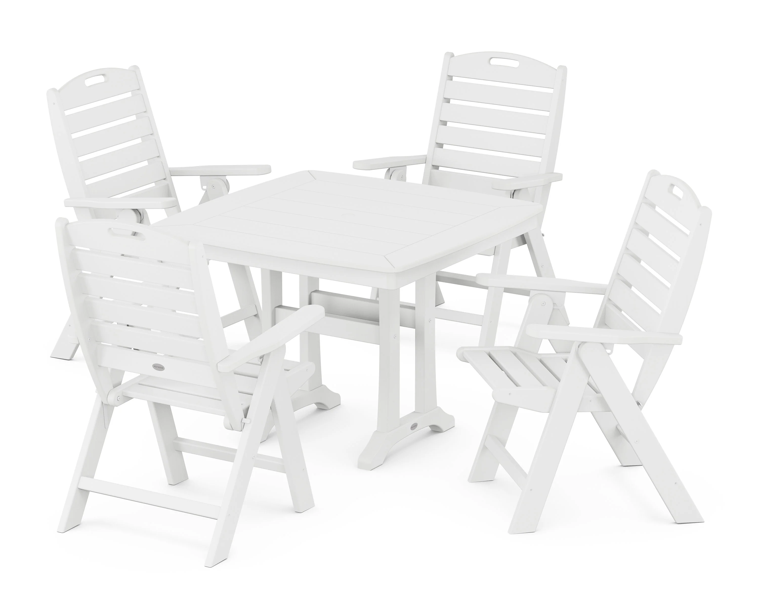 Nautical Folding Highback Chair 5-Piece Dining Set with Trestle Legs - Image 10