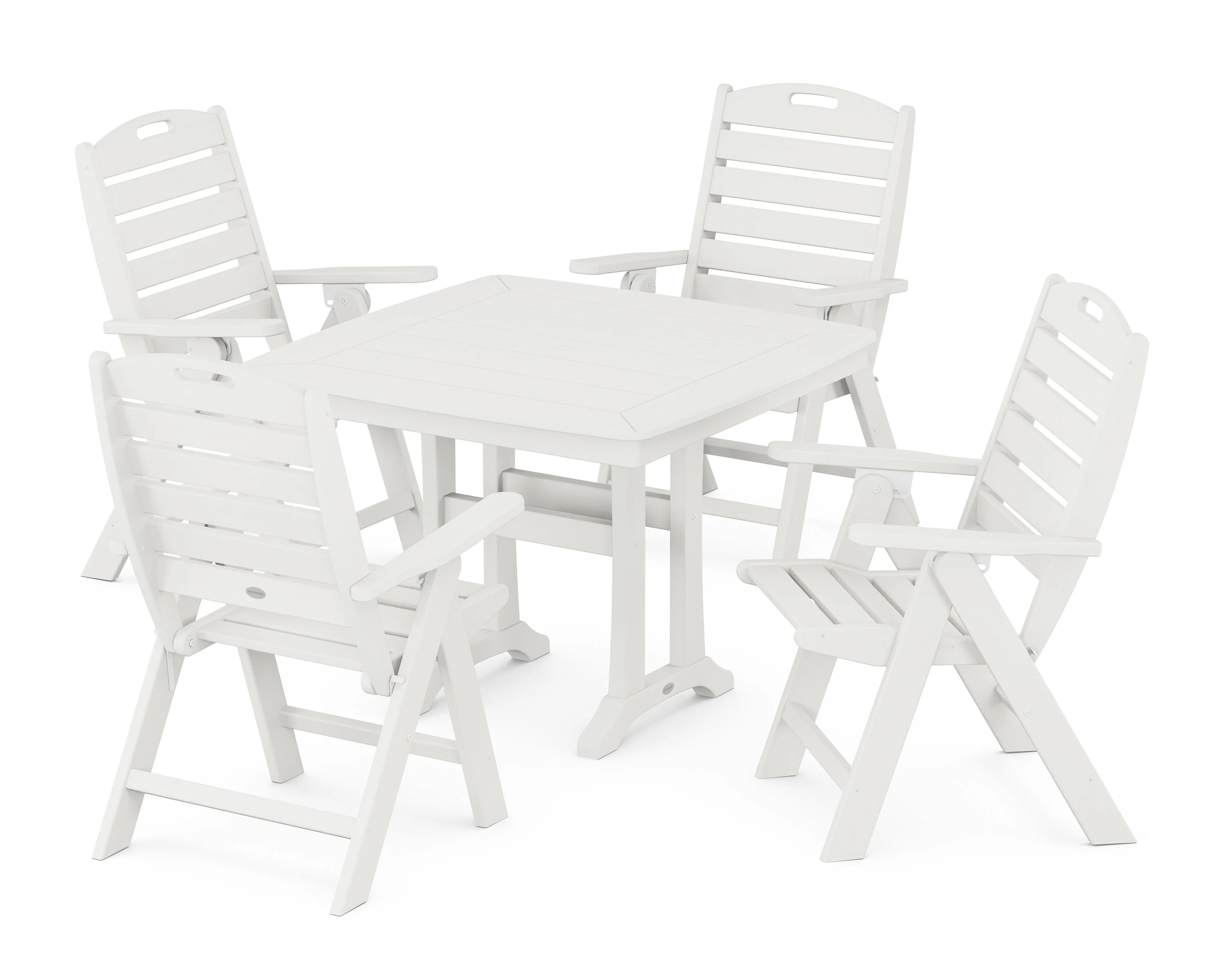 Nautical Folding Highback Chair 5-Piece Dining Set with Trestle Legs - Image 12