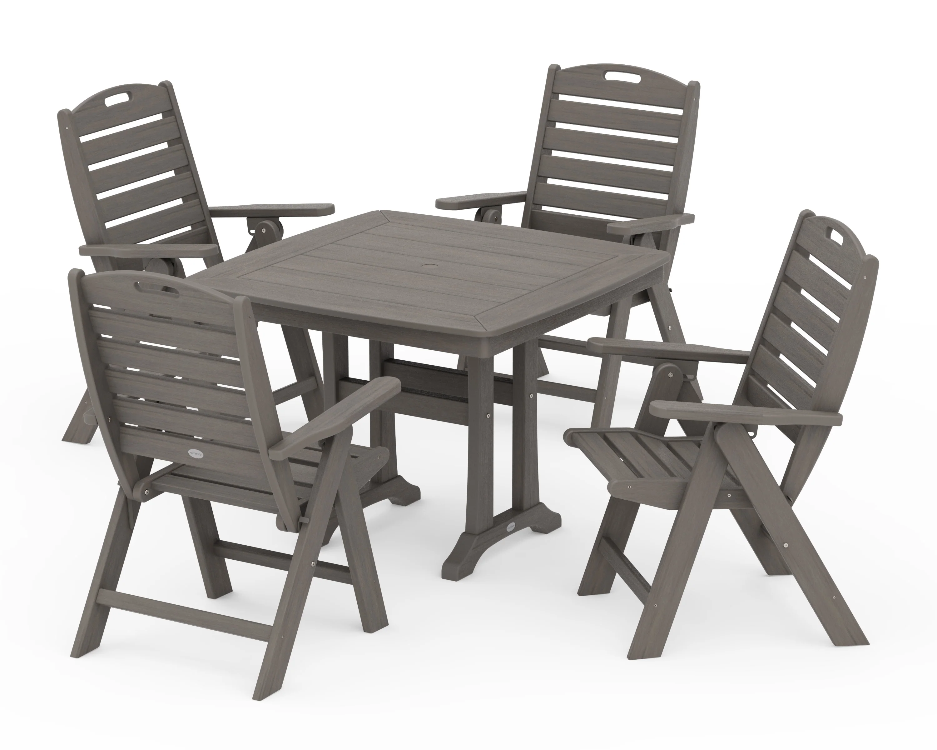 Nautical Folding Highback Chair 5-Piece Dining Set with Trestle Legs - Image 13