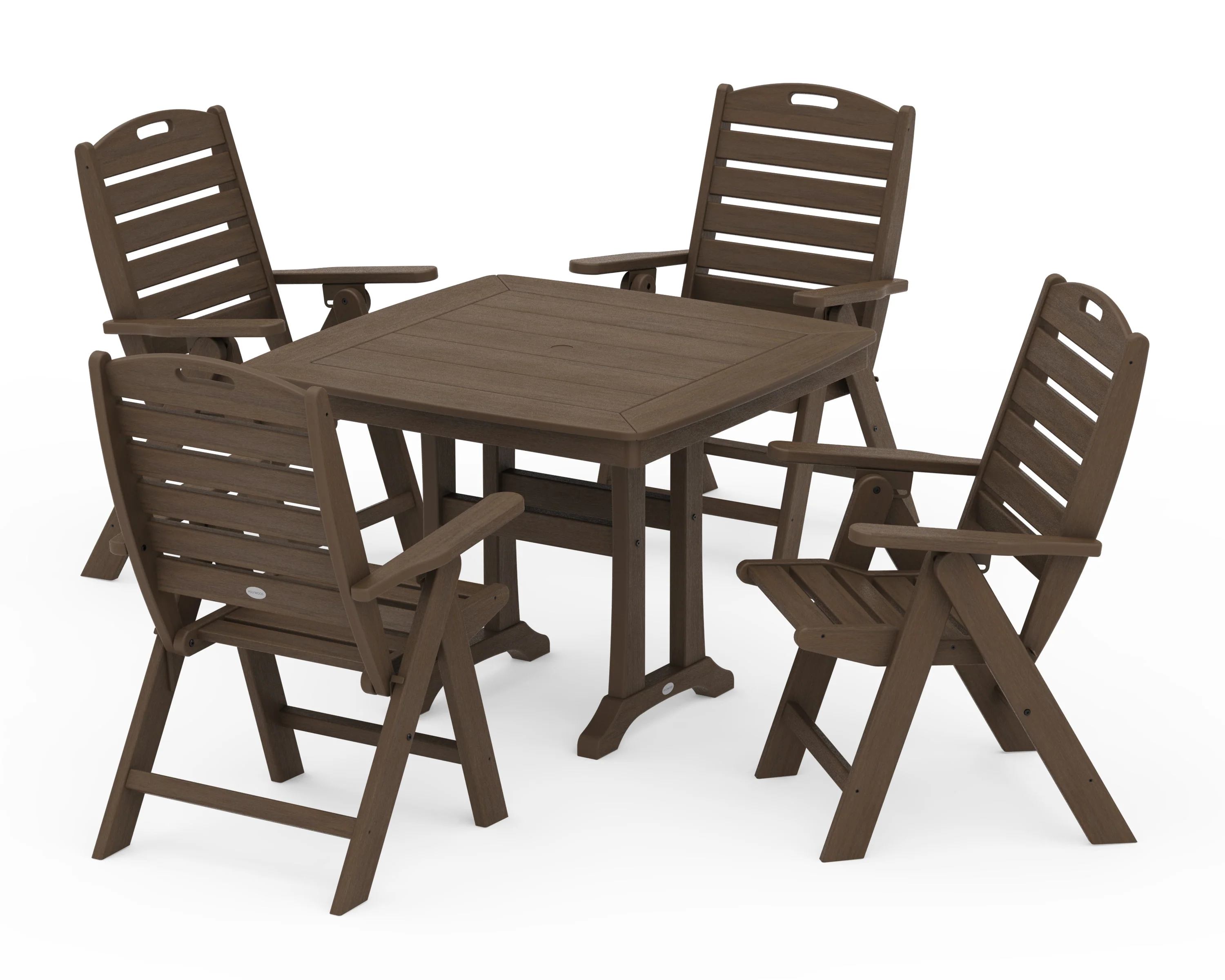 Nautical Folding Highback Chair 5-Piece Dining Set with Trestle Legs - Image 14