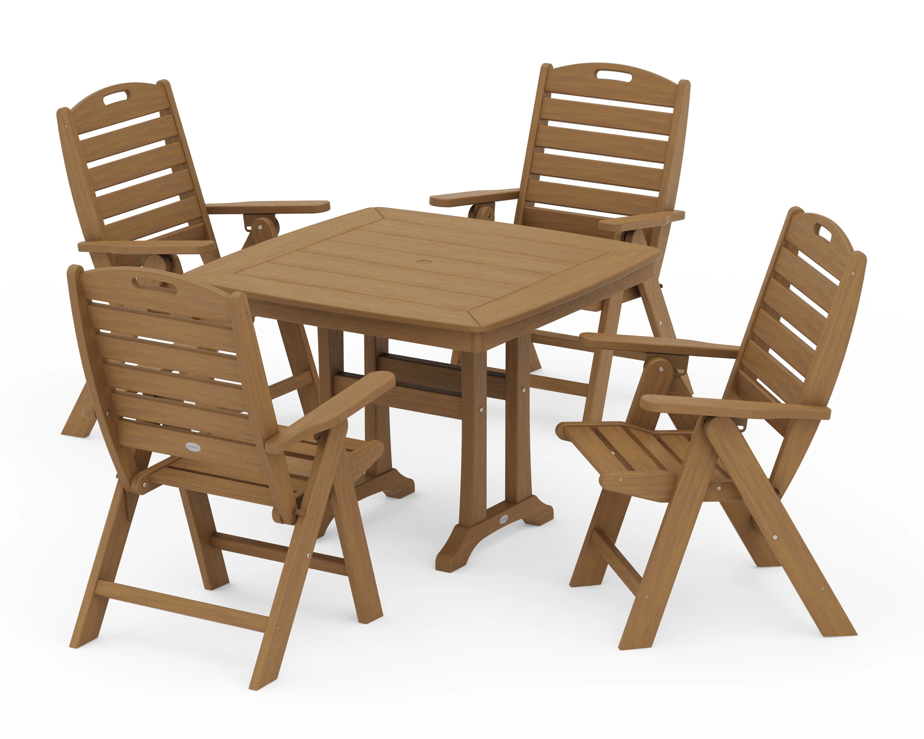 Nautical Folding Highback Chair 5-Piece Dining Set with Trestle Legs - Image 15