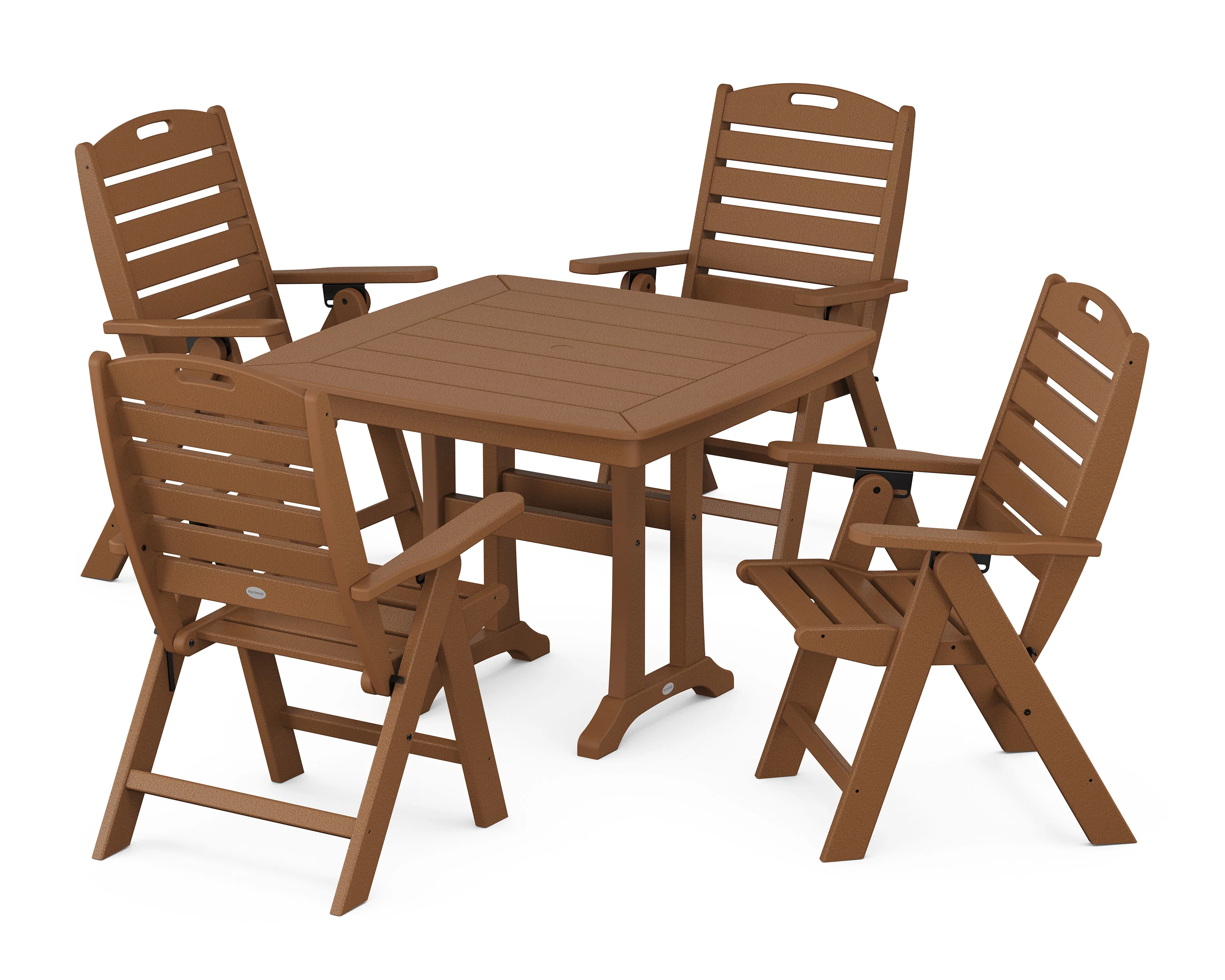 Nautical Folding Highback Chair 5-Piece Dining Set with Trestle Legs - Image 6
