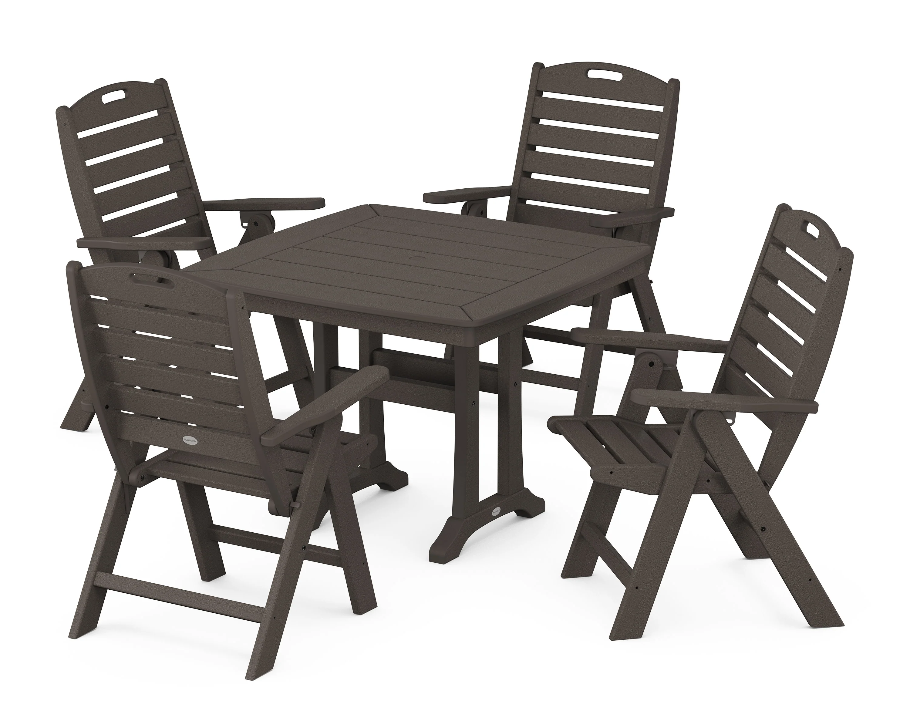 Nautical Folding Highback Chair 5-Piece Dining Set with Trestle Legs - Image 8