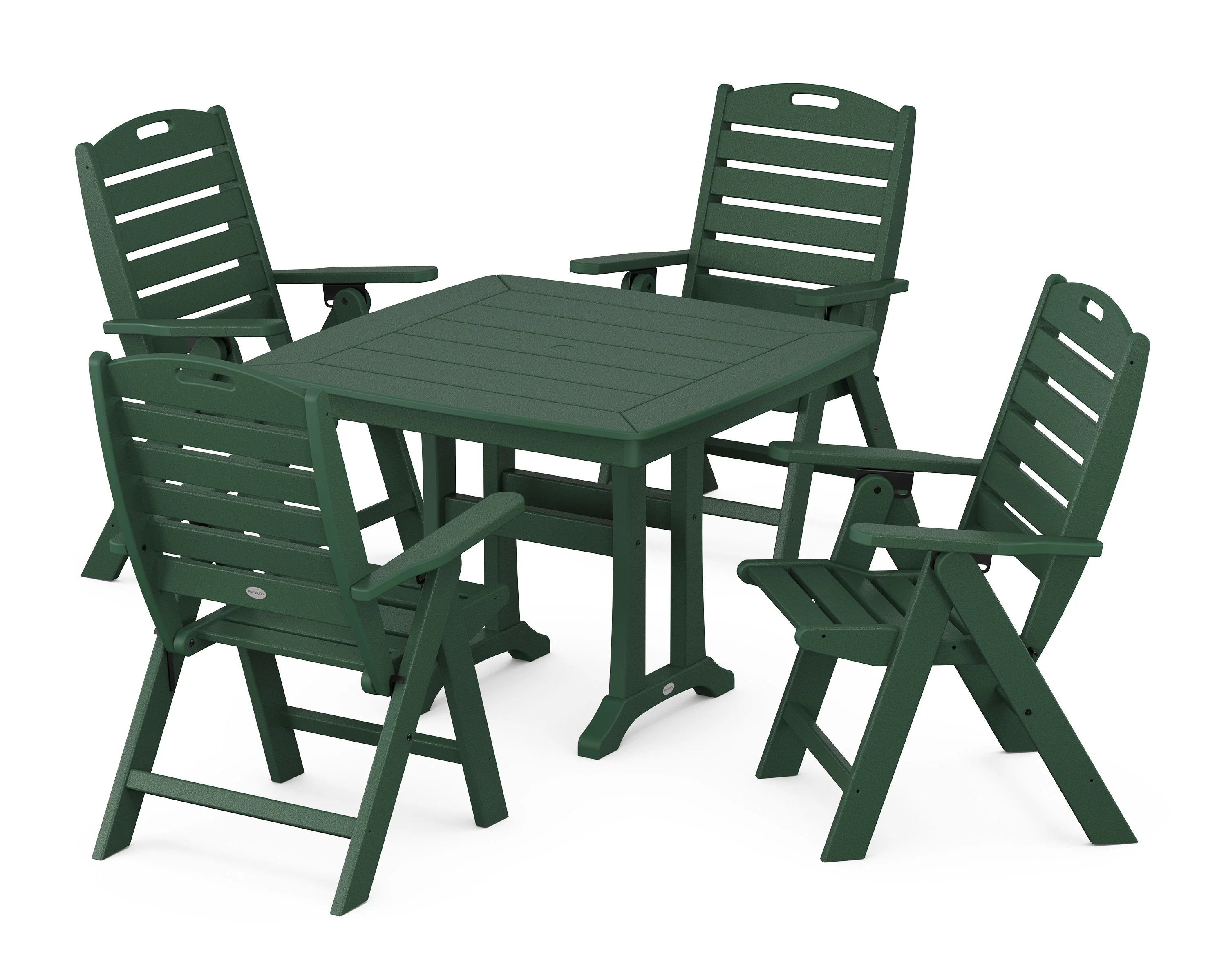 Nautical Folding Highback Chair 5-Piece Dining Set with Trestle Legs - Image 9