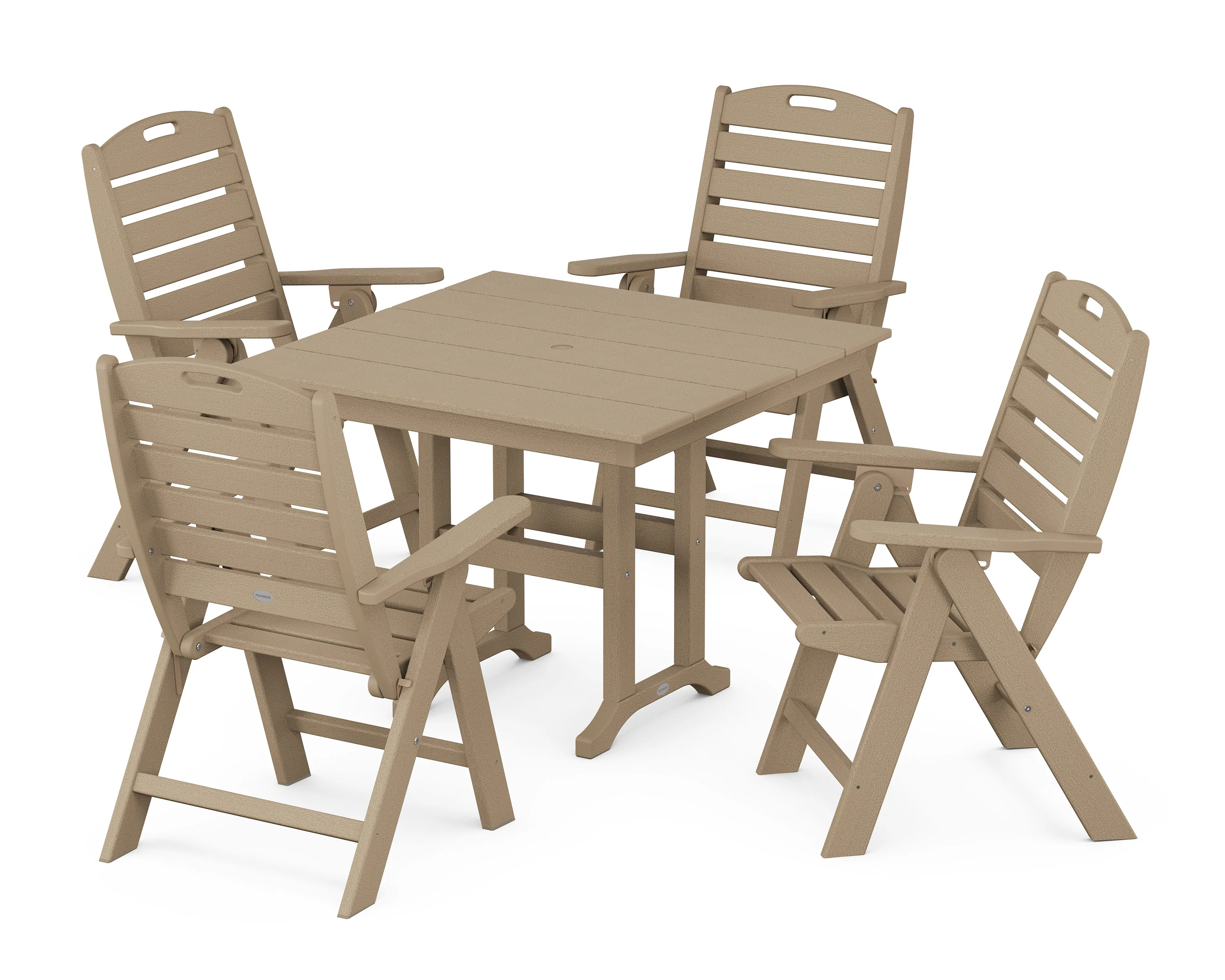 Nautical Folding Highback Chair 5-Piece Farmhouse Dining Set - Image 10