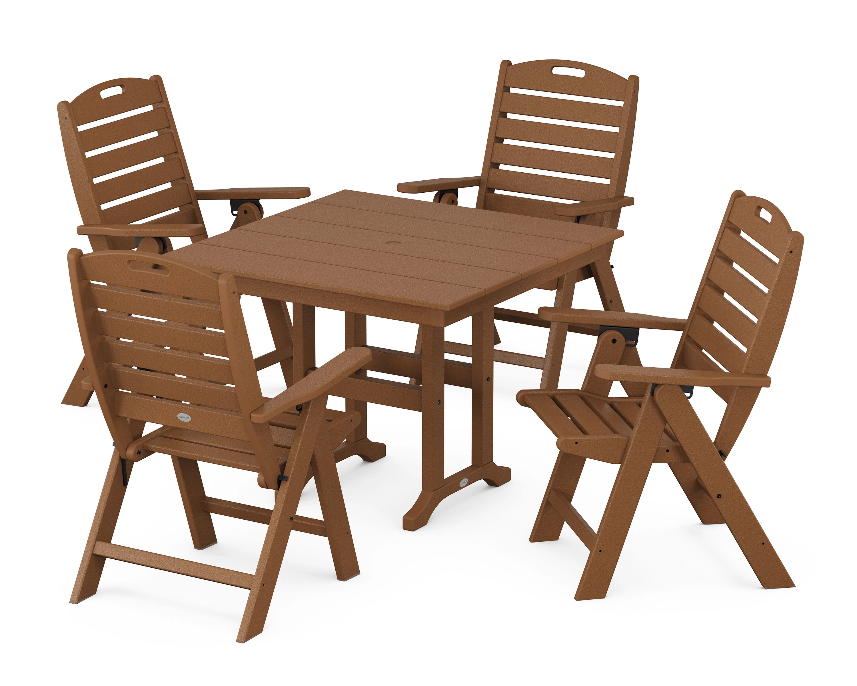 Nautical Folding Highback Chair 5-Piece Farmhouse Dining Set - Image 11