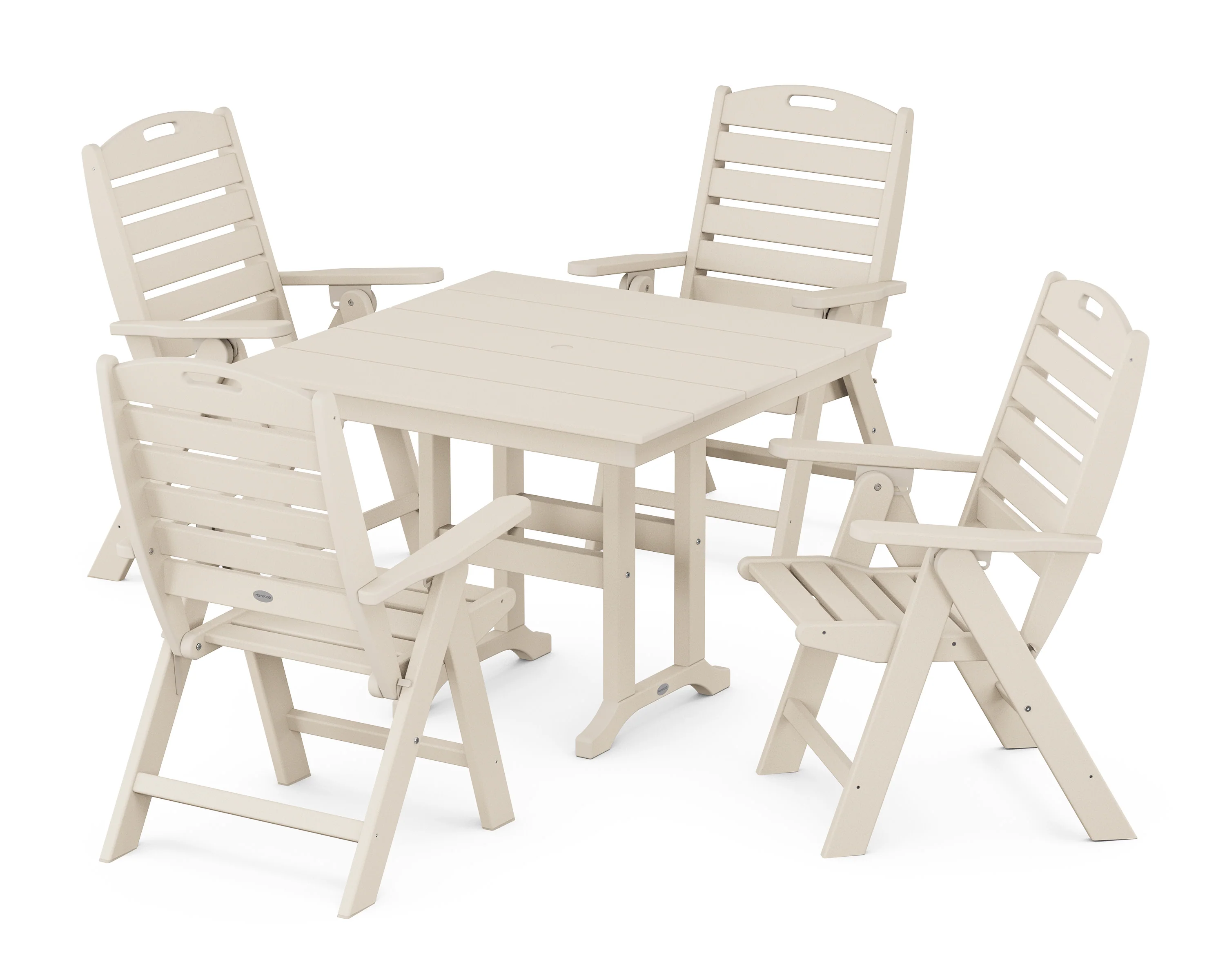 Nautical Folding Highback Chair 5-Piece Farmhouse Dining Set - Image 3