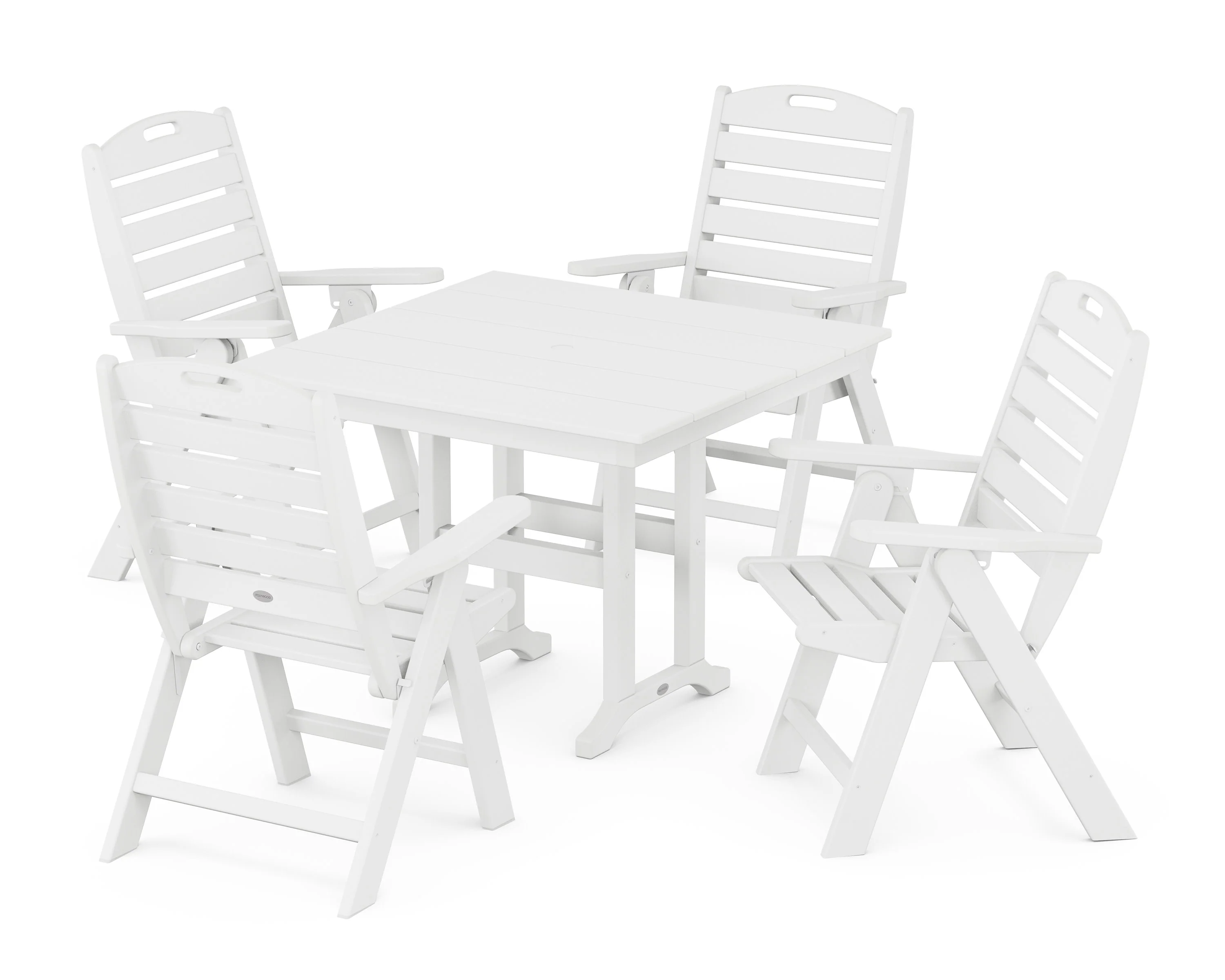 Nautical Folding Highback Chair 5-Piece Farmhouse Dining Set - Image 4