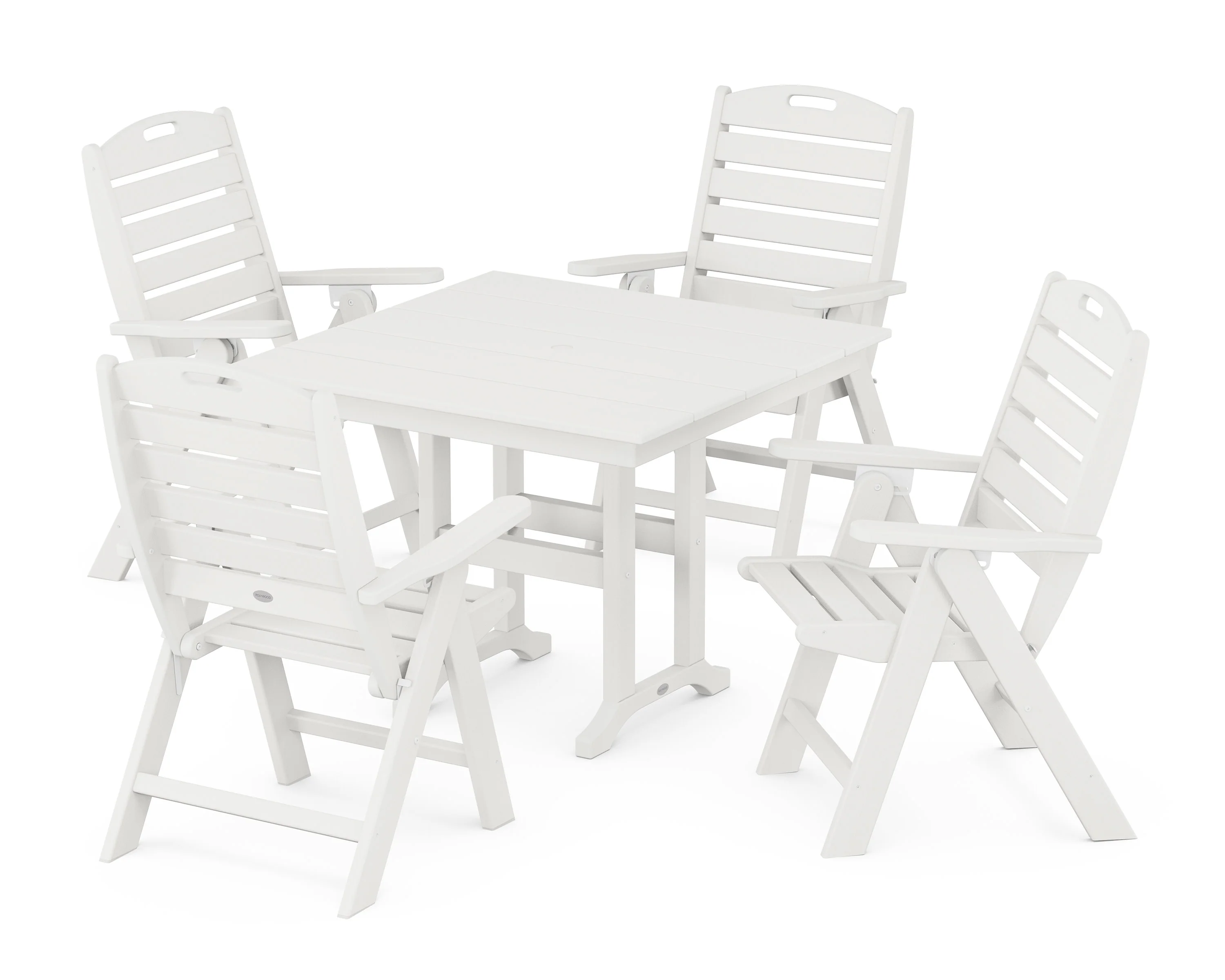 Nautical Folding Highback Chair 5-Piece Farmhouse Dining Set - Image 5