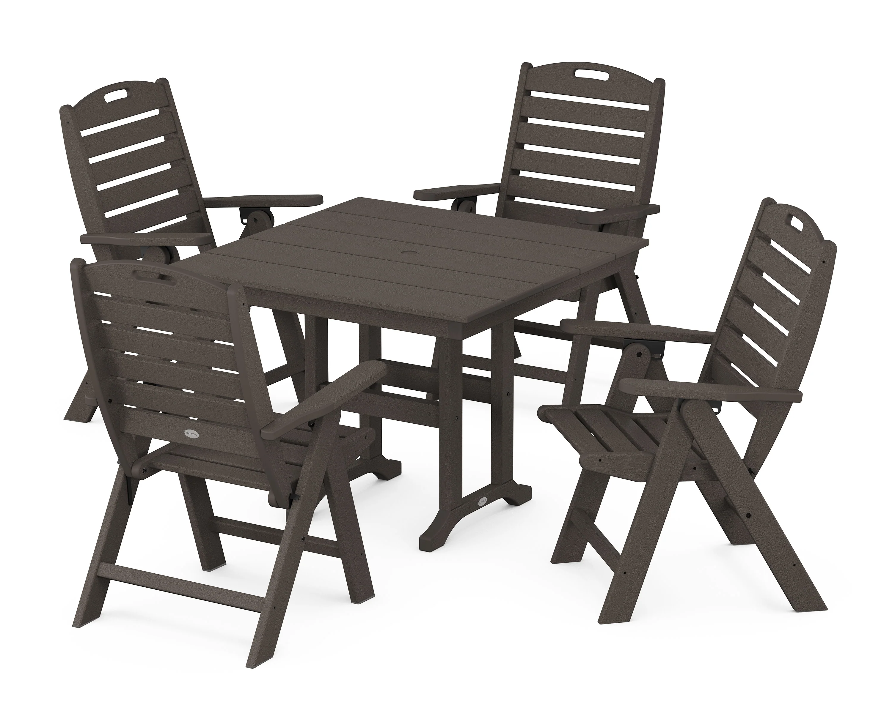 Nautical Folding Highback Chair 5-Piece Farmhouse Dining Set - Image 6