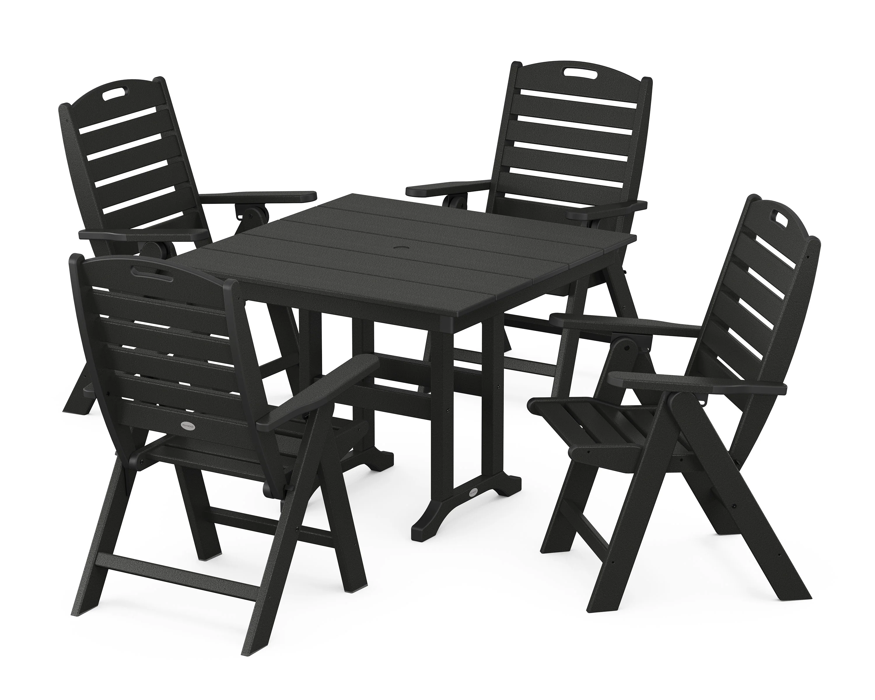 Nautical Folding Highback Chair 5-Piece Farmhouse Dining Set - Image 9