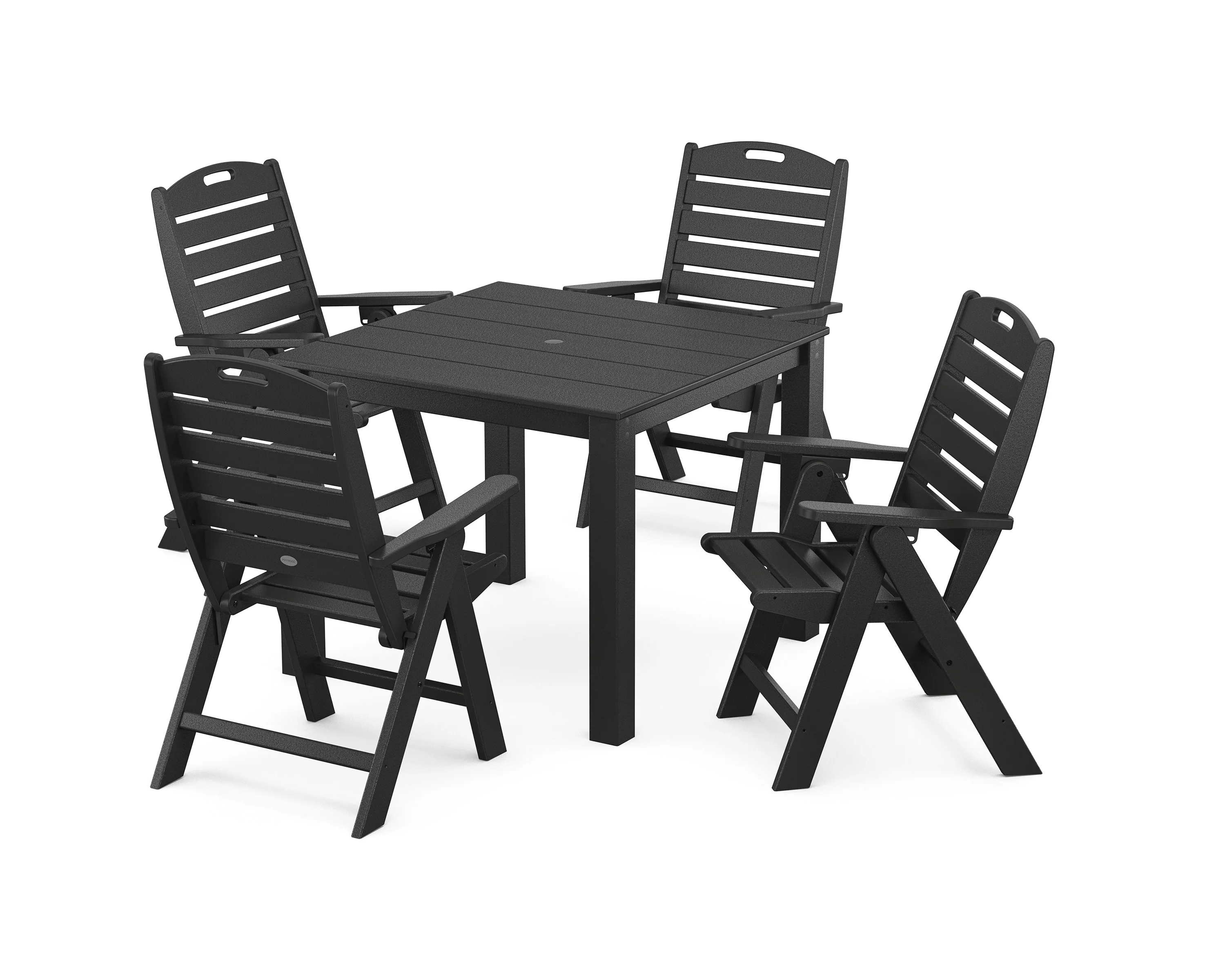 Nautical Folding Highback Chair 5-Piece Parsons Dining Set - Image 4