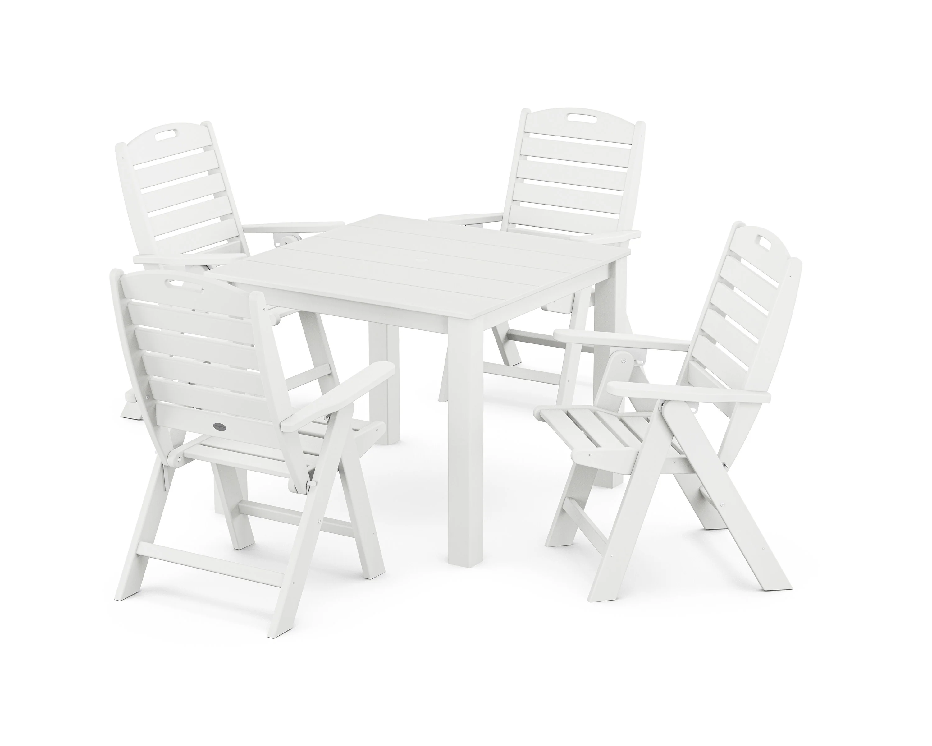 Nautical Folding Highback Chair 5-Piece Parsons Dining Set - Image 5