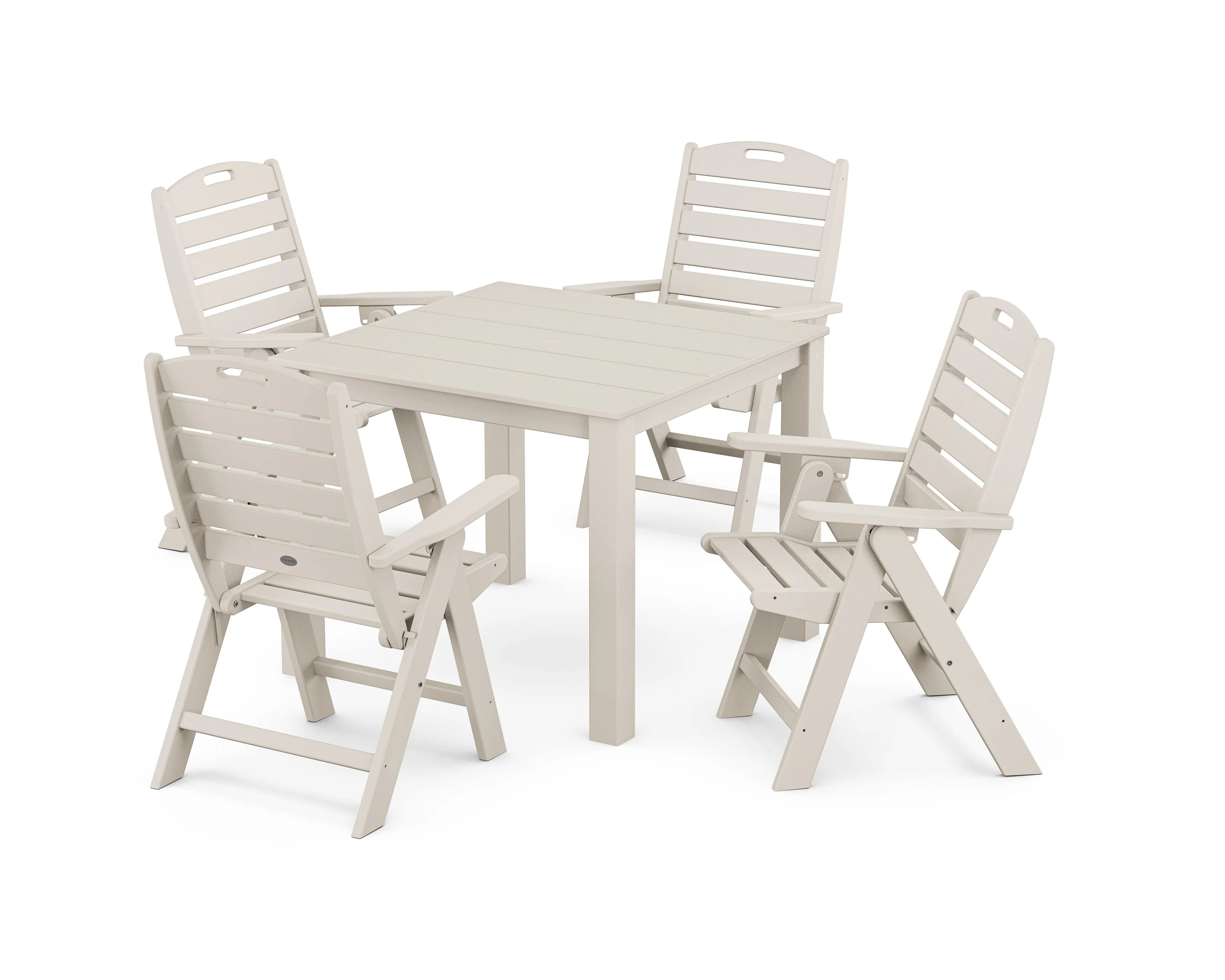 Nautical Folding Highback Chair 5-Piece Parsons Dining Set - Image 9