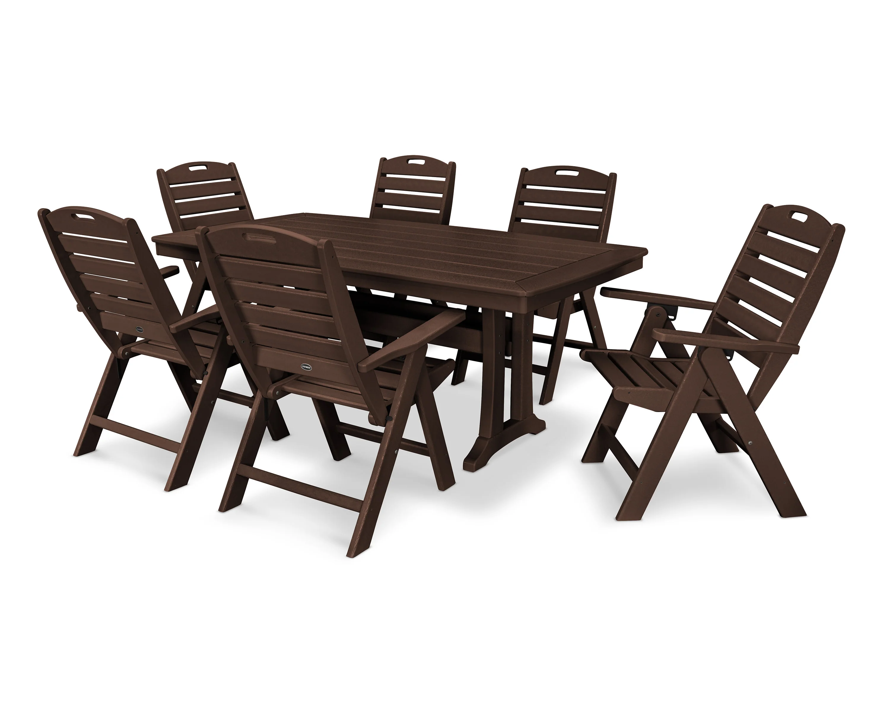 Nautical Folding Highback Chair 7-Piece Dining Set with Trestle Legs - Image 12