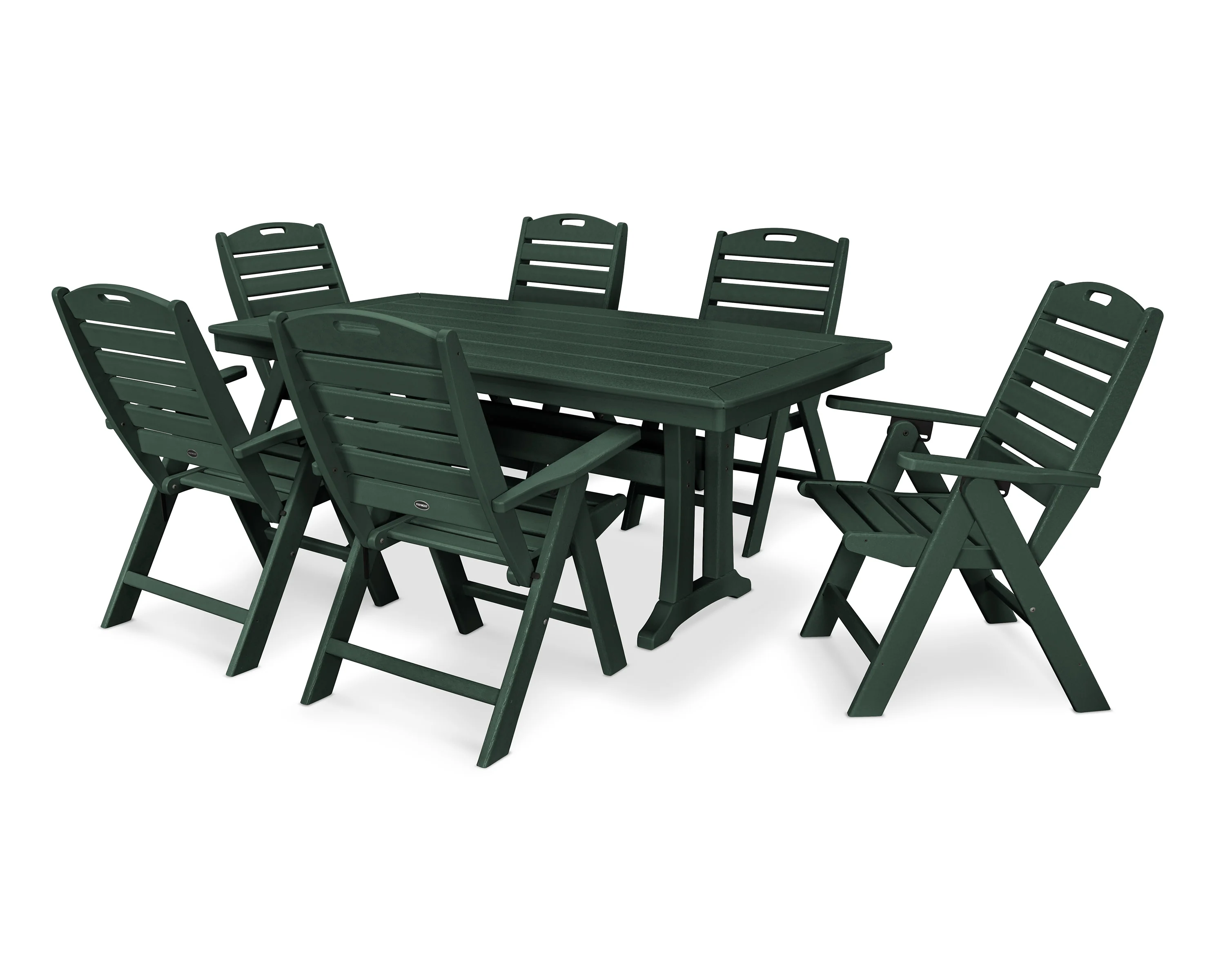 Nautical Folding Highback Chair 7-Piece Dining Set with Trestle Legs - Image 16