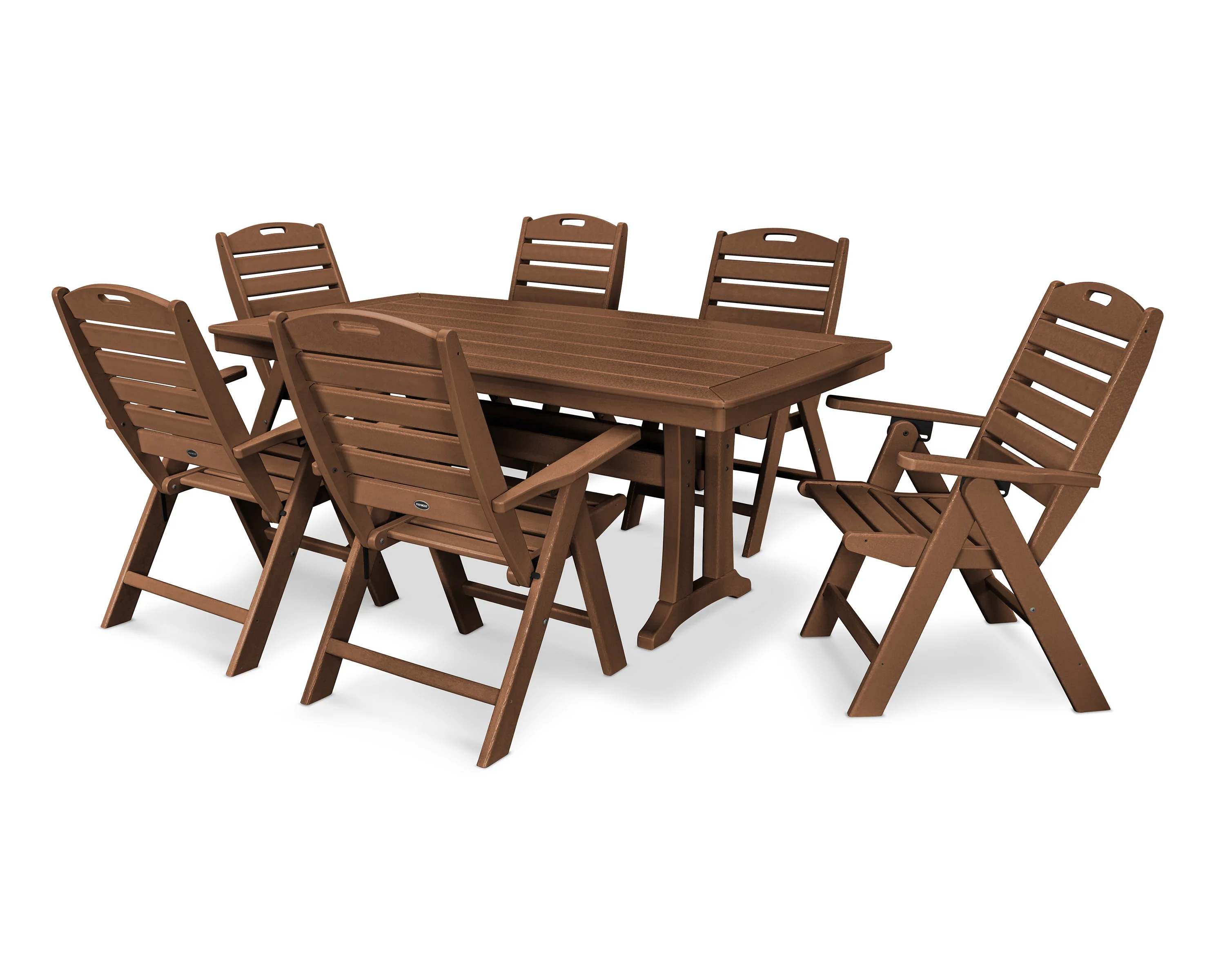 Nautical Folding Highback Chair 7-Piece Dining Set with Trestle Legs - Image 17