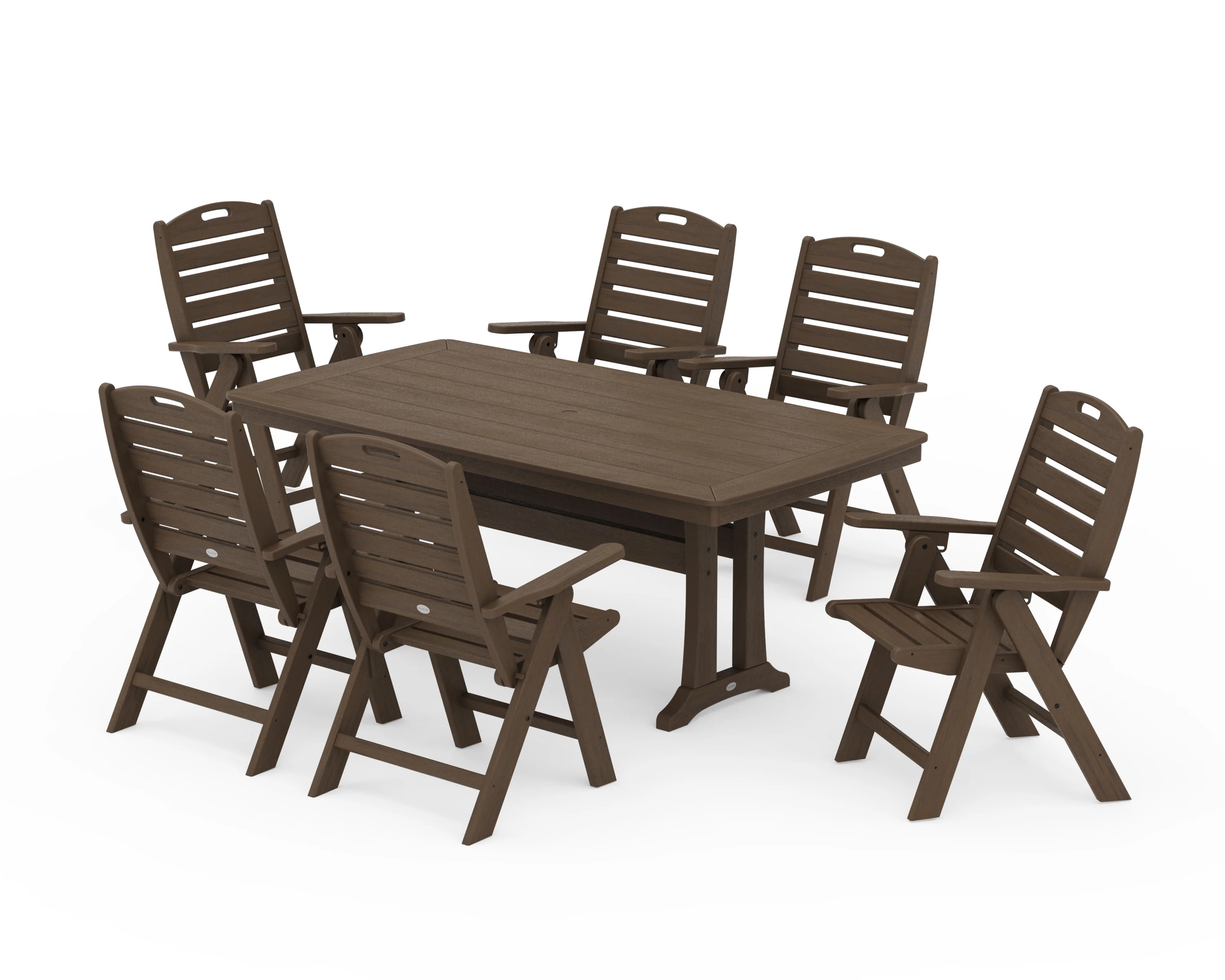 Nautical Folding Highback Chair 7-Piece Dining Set with Trestle Legs - Image 19