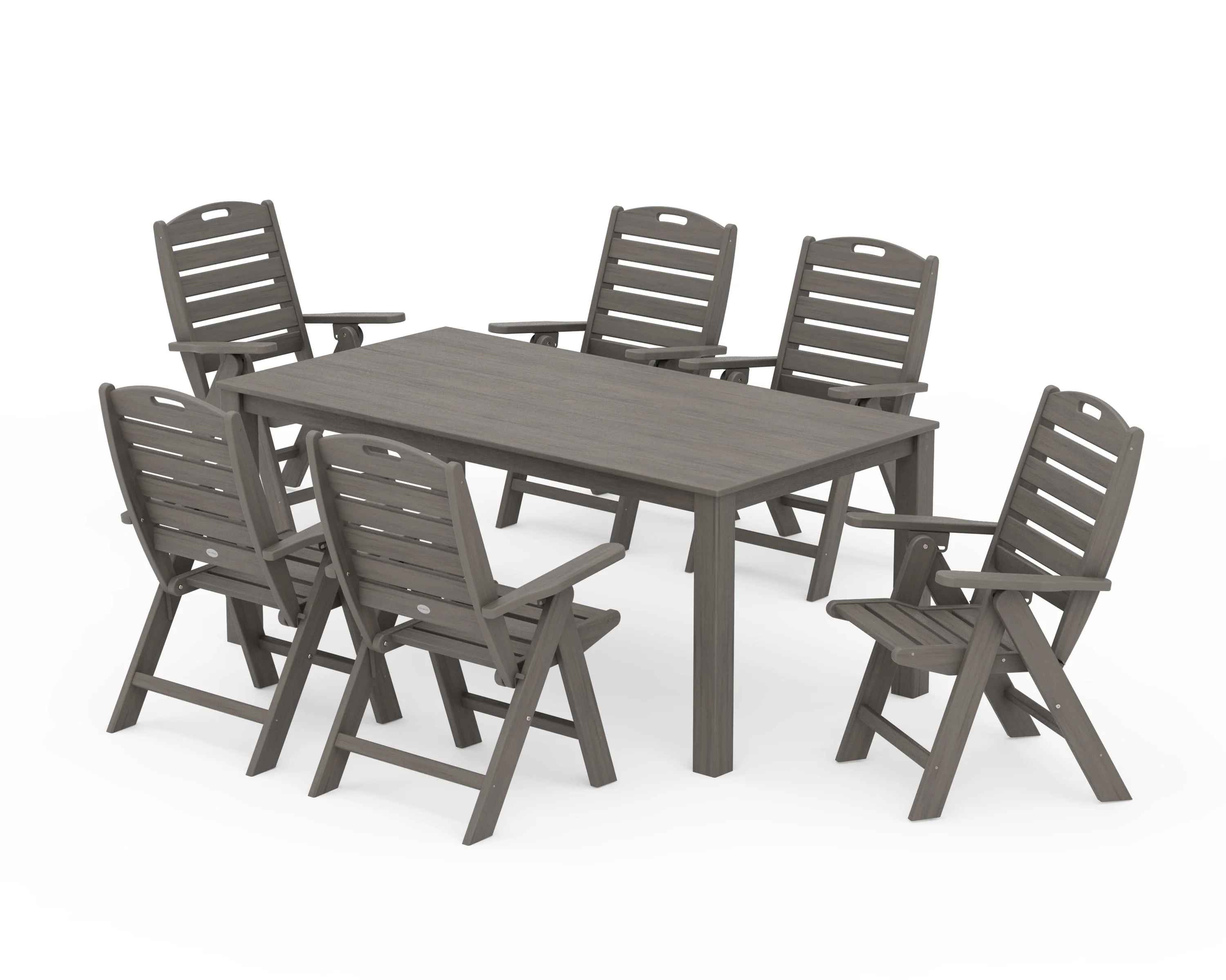 Nautical Folding Highback Chair 7-Piece Parsons Dining Set - Image 10