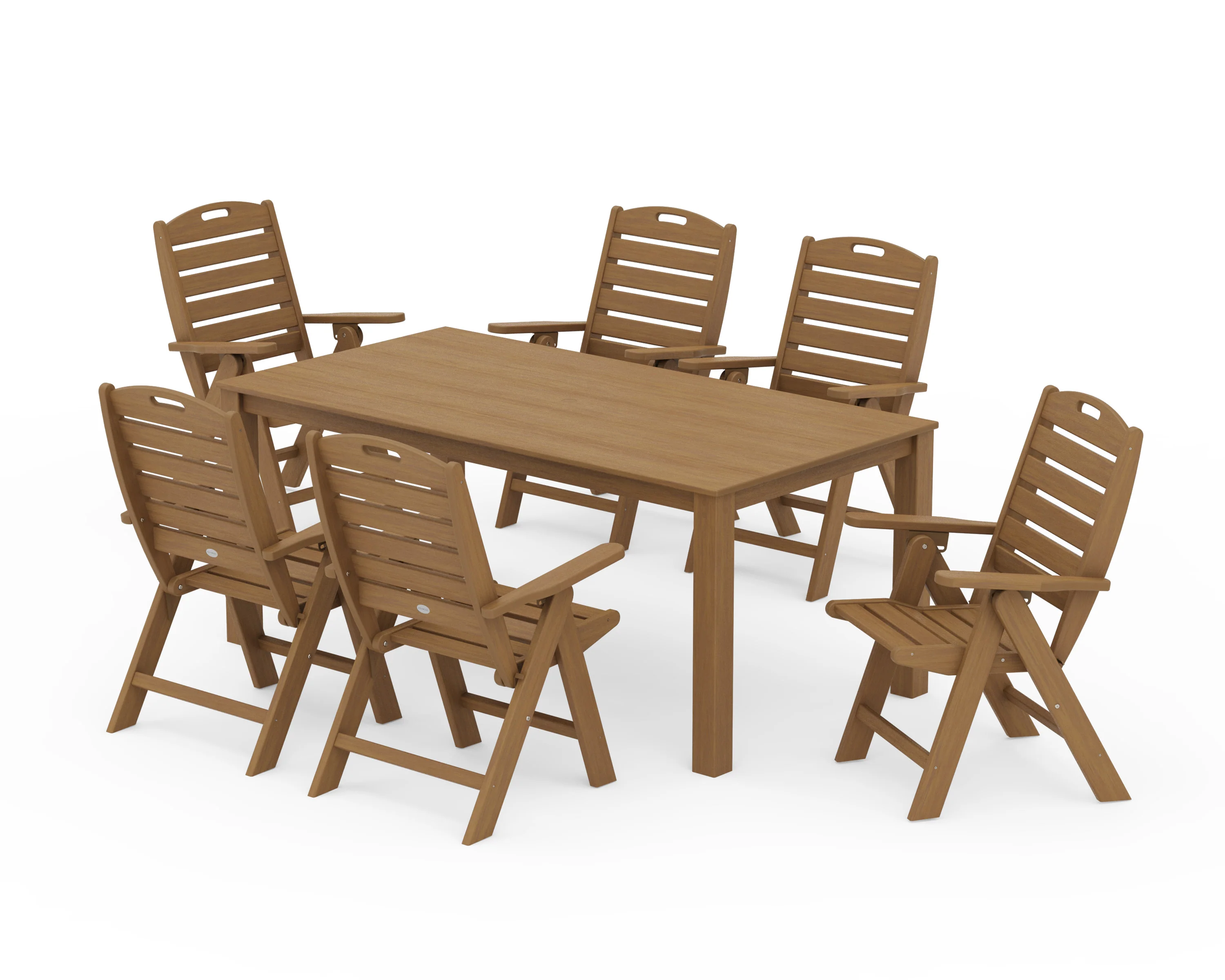 Nautical Folding Highback Chair 7-Piece Parsons Dining Set - Image 12