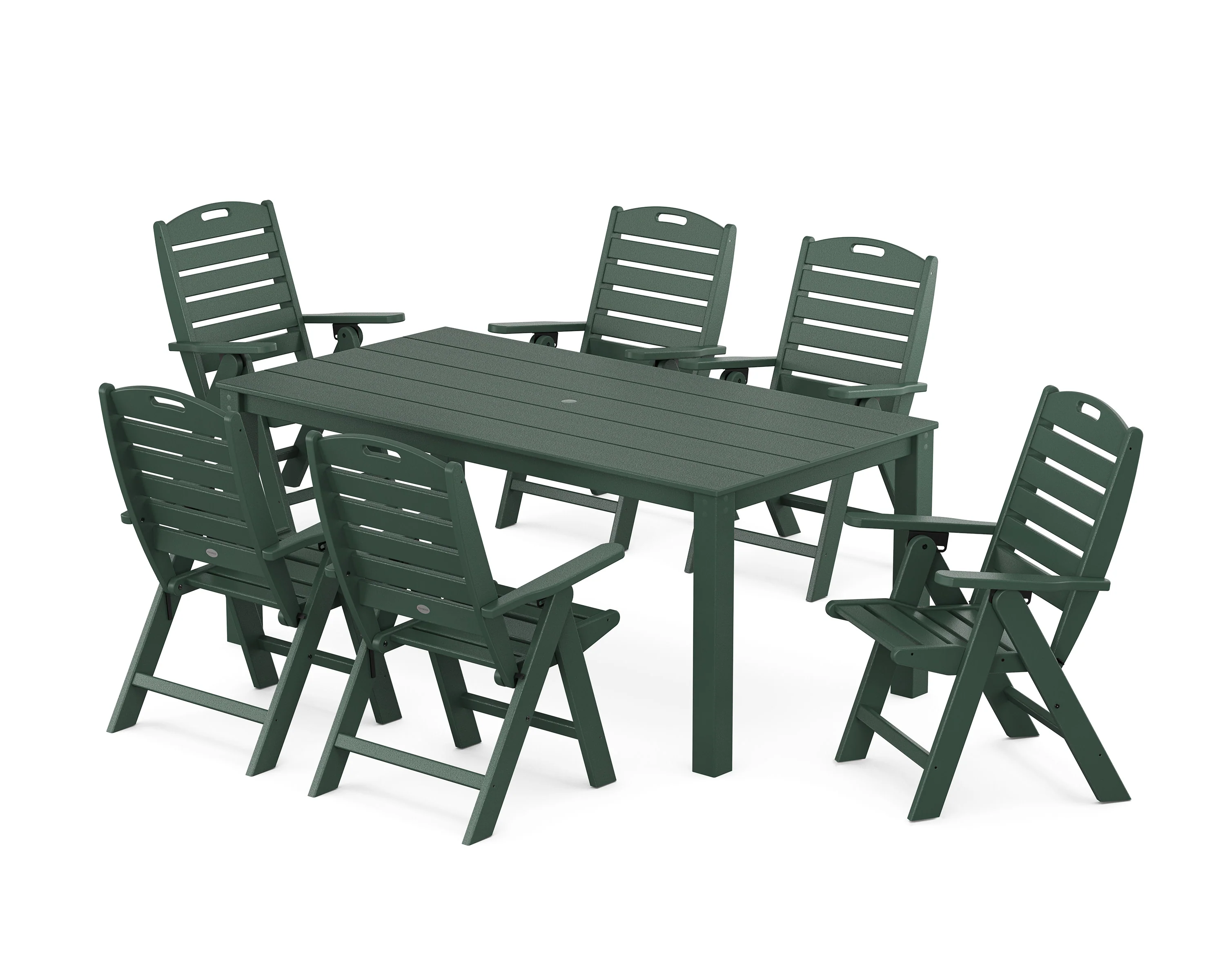 Nautical Folding Highback Chair 7-Piece Parsons Dining Set - Image 4