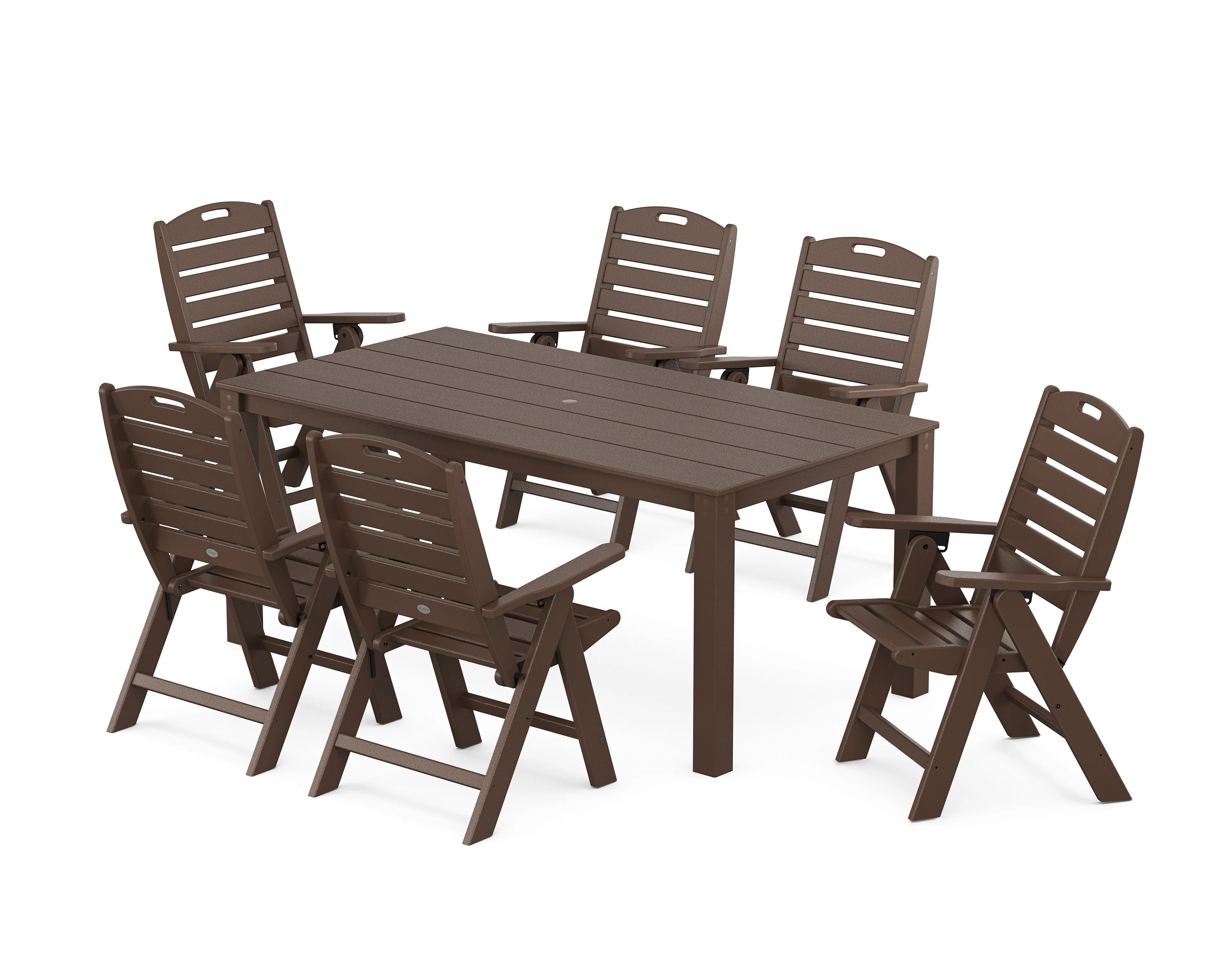 Nautical Folding Highback Chair 7-Piece Parsons Dining Set - Image 5