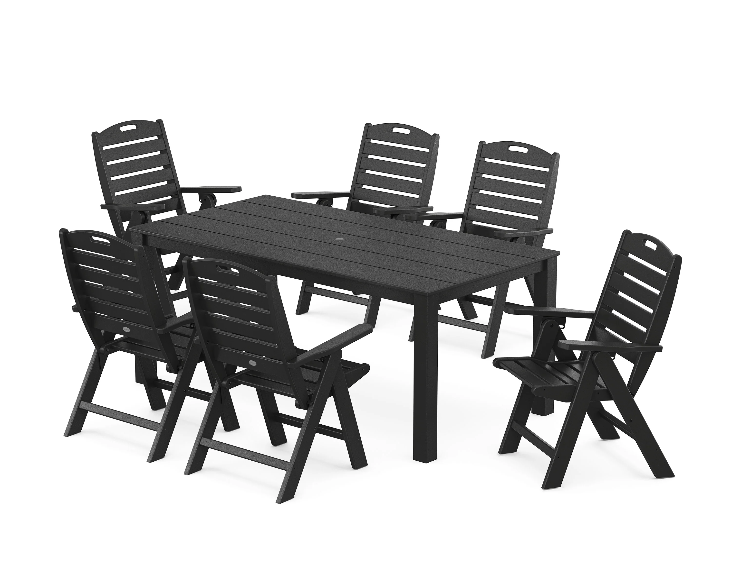 Nautical Folding Highback Chair 7-Piece Parsons Dining Set - Image 9