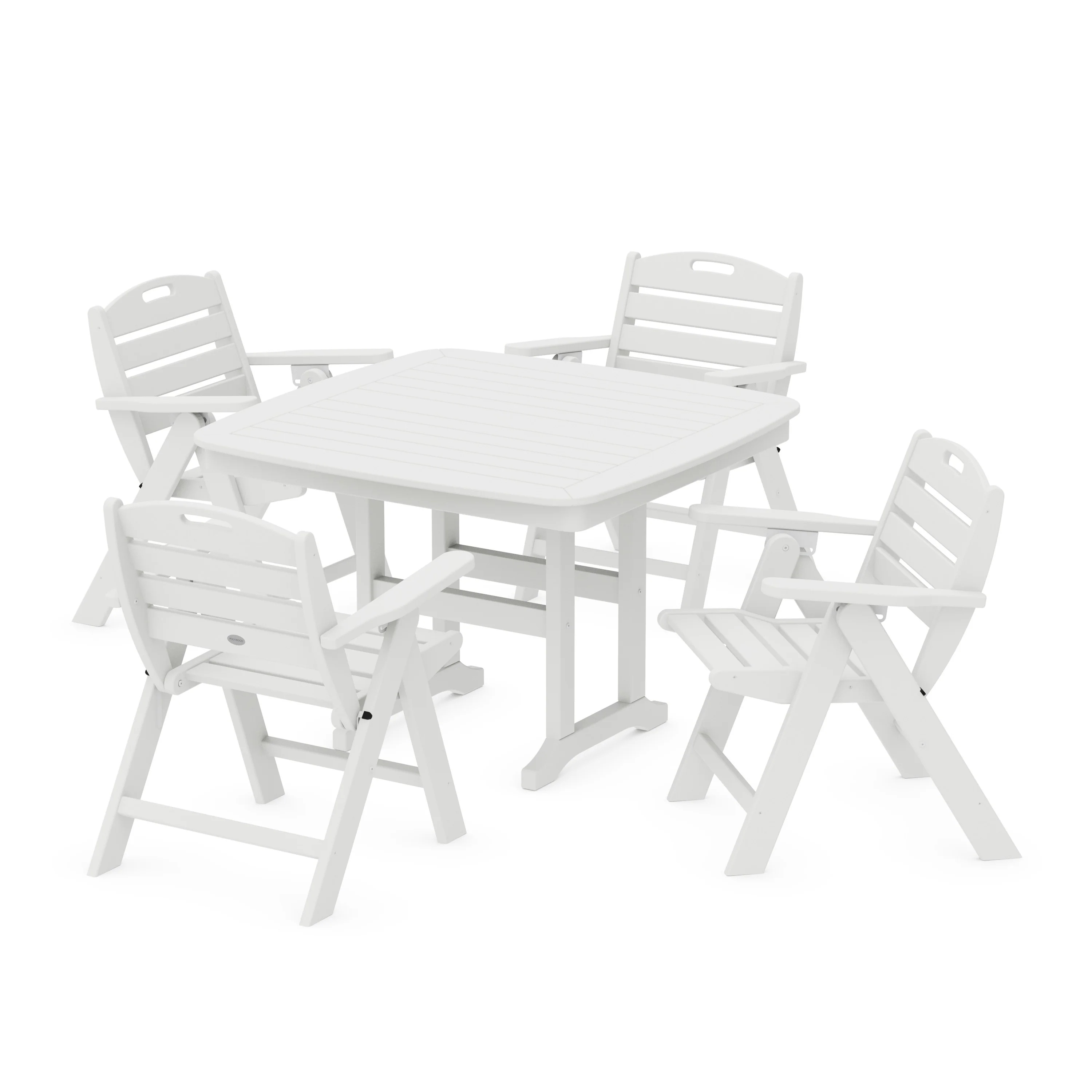 Nautical Folding Lowback Chair 5-Piece Dining Set with Trestle Legs - Image 6