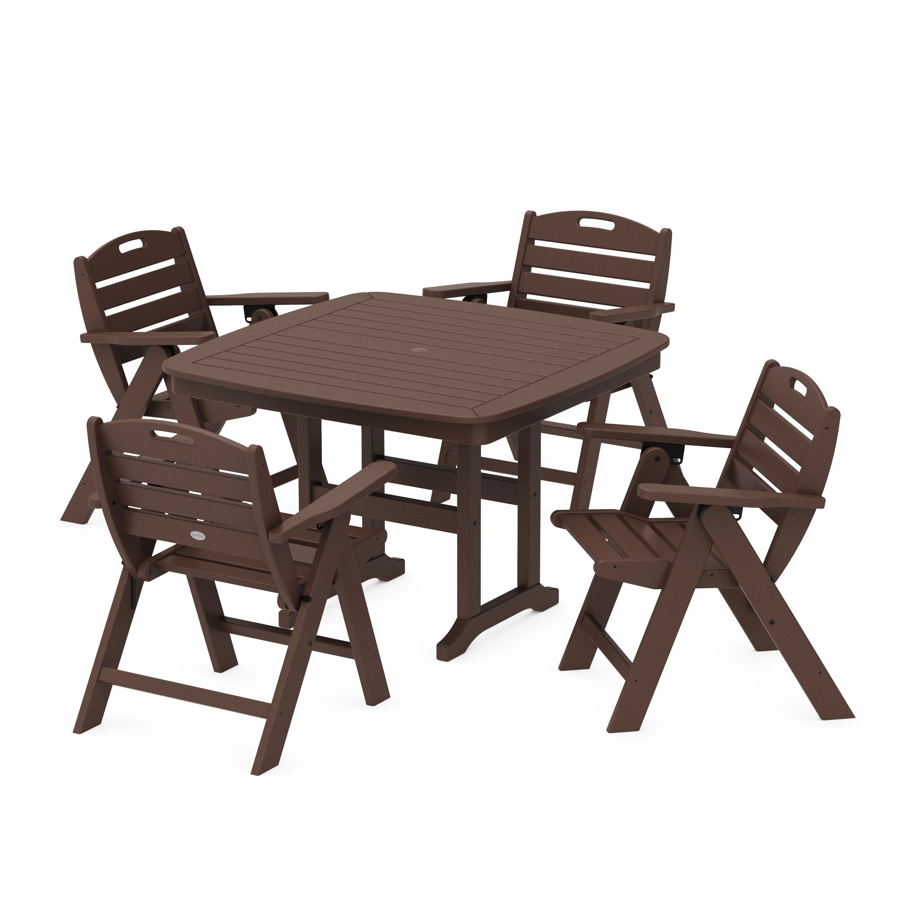 Nautical Folding Lowback Chair 5-Piece Dining Set with Trestle Legs - Image 8