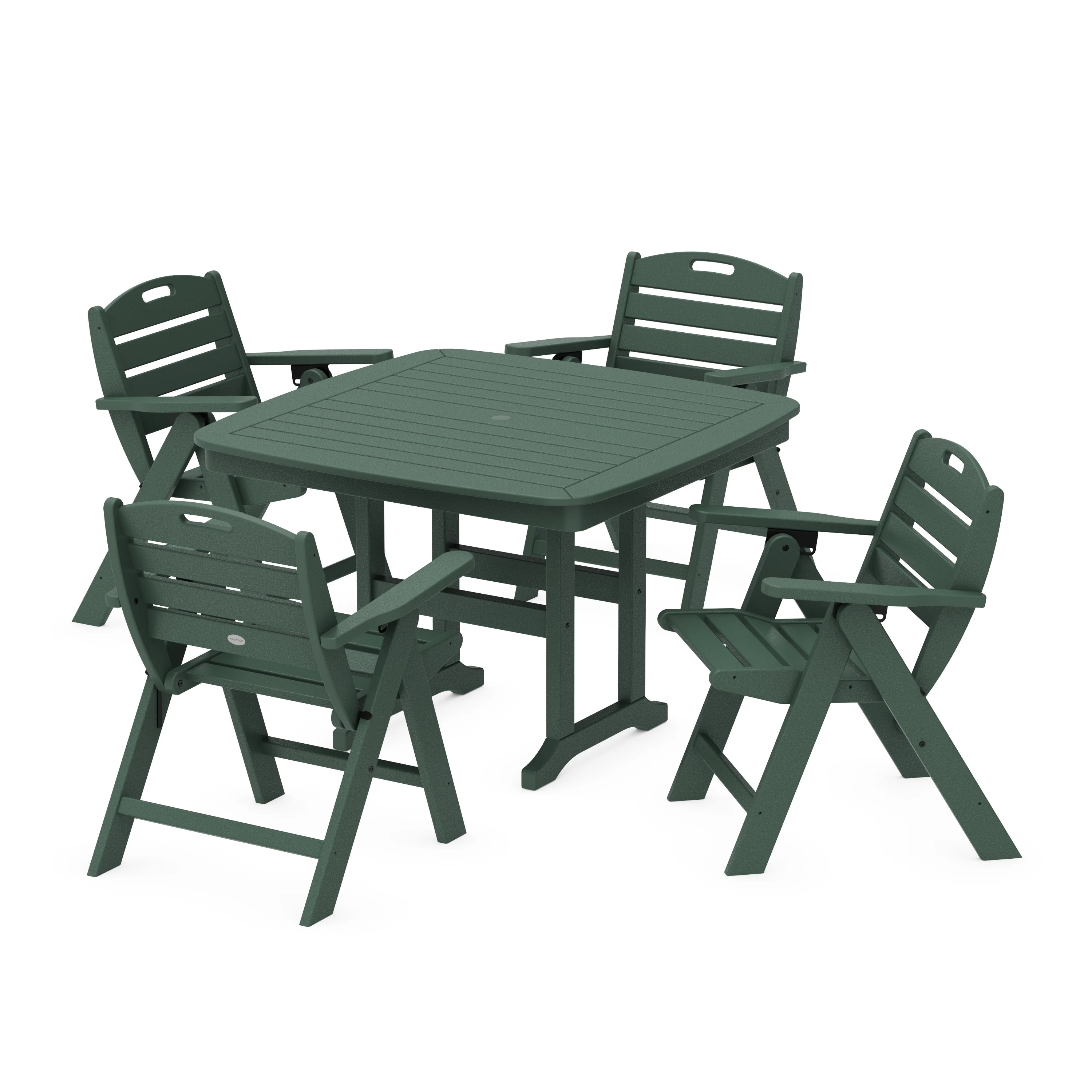 Nautical Folding Lowback Chair 5-Piece Dining Set with Trestle Legs - Image 9
