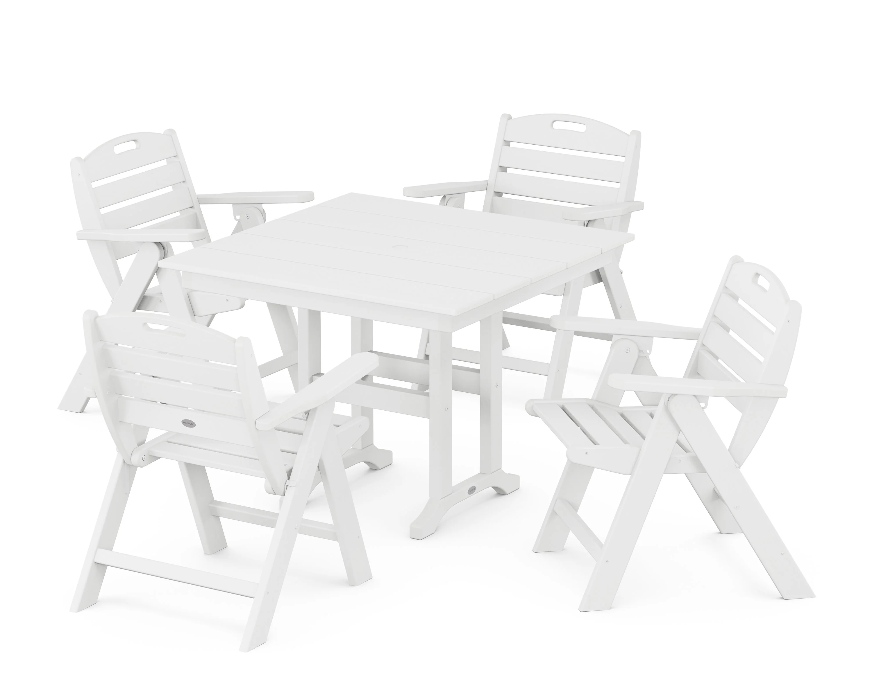 Nautical Folding Lowback Chair 5-Piece Farmhouse Dining Set - Image 11