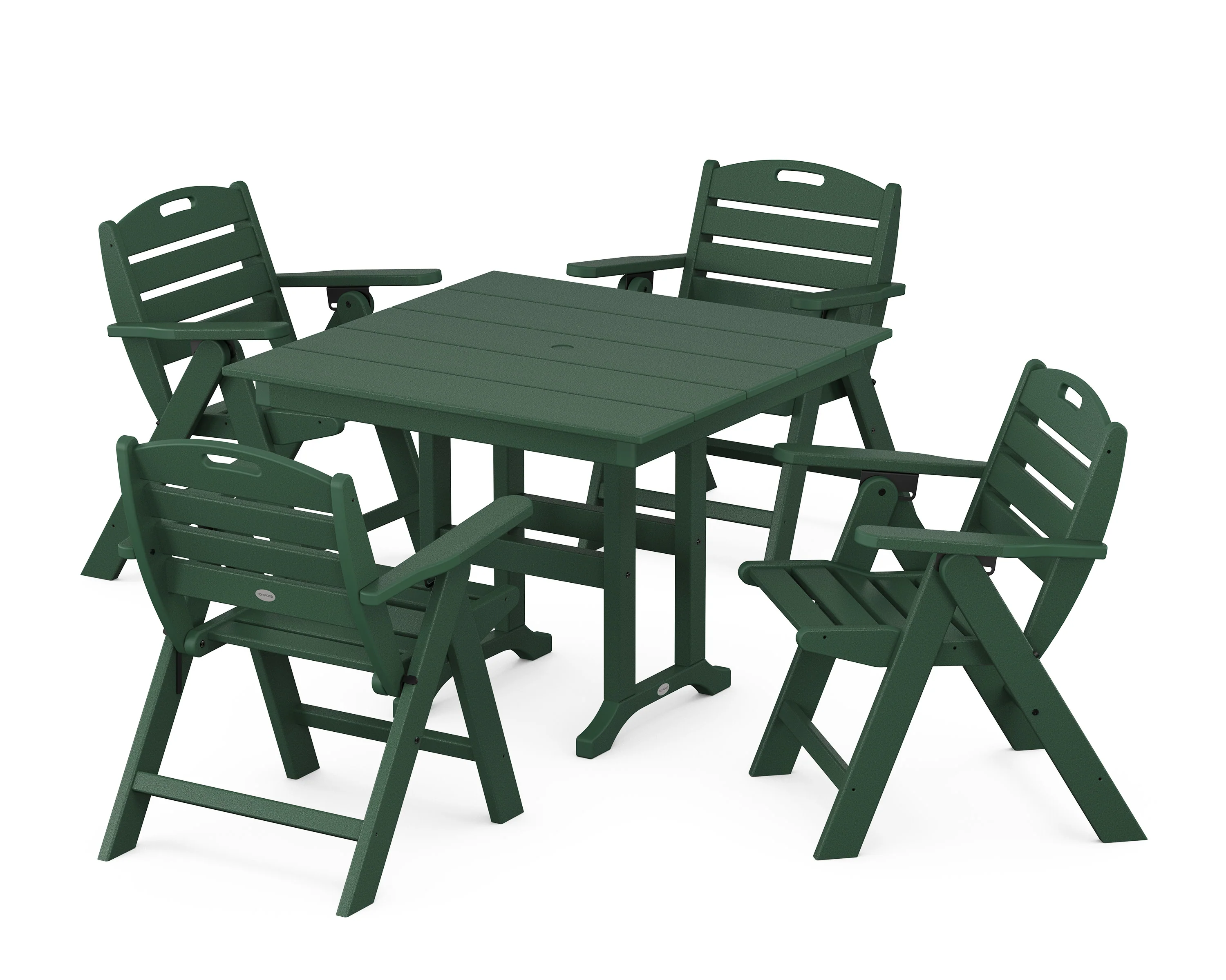 Nautical Folding Lowback Chair 5-Piece Farmhouse Dining Set - Image 3