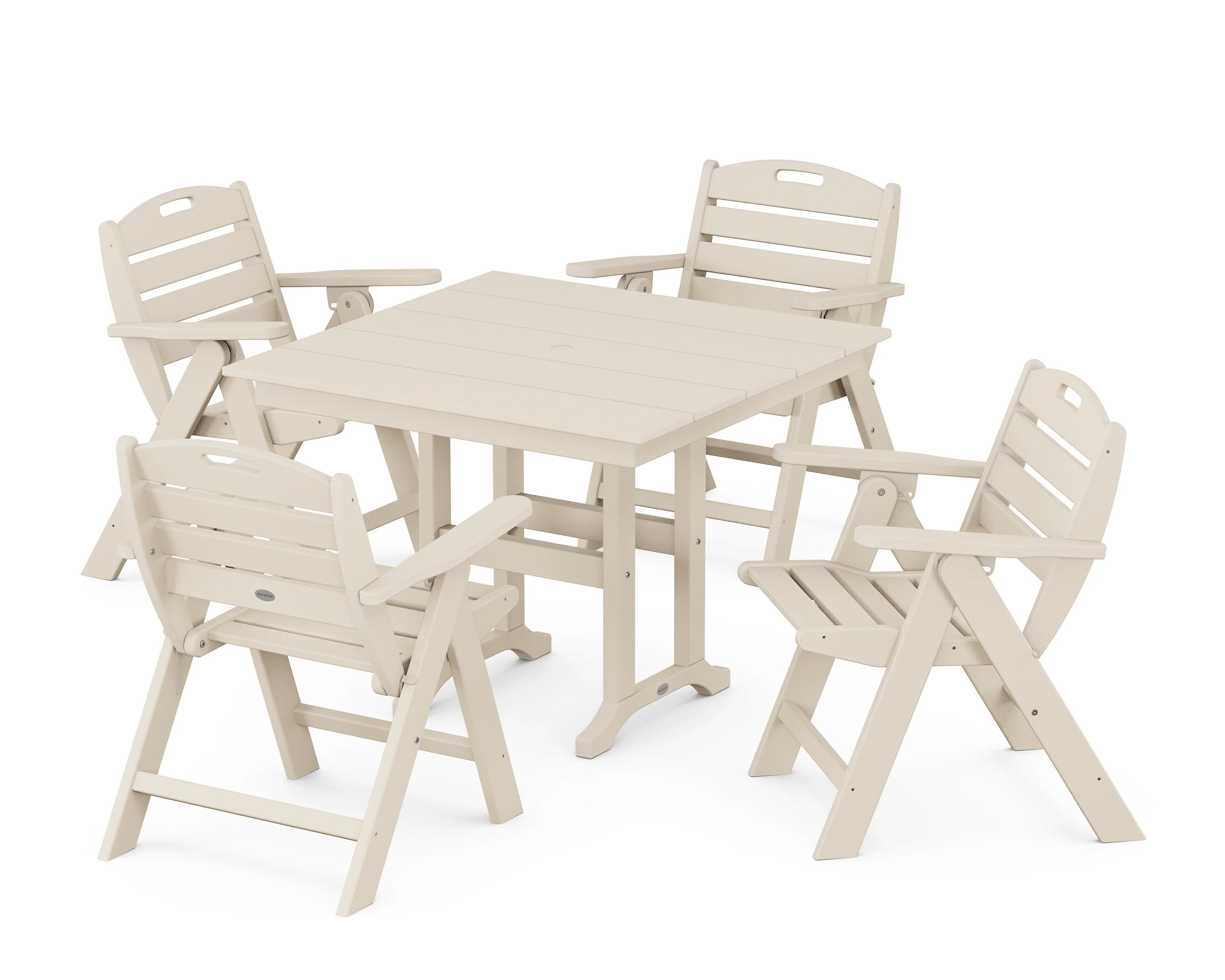 Nautical Folding Lowback Chair 5-Piece Farmhouse Dining Set - Image 4