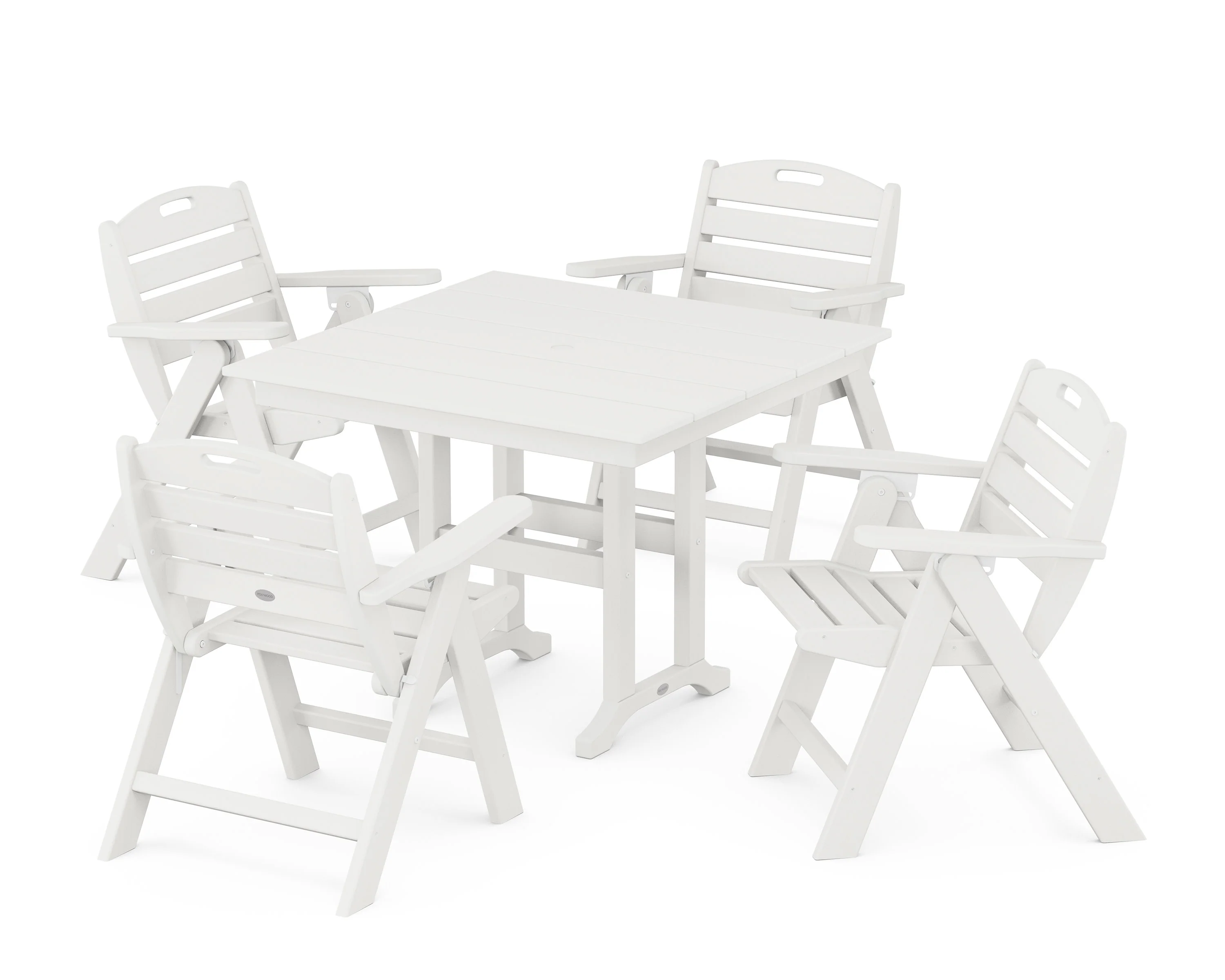 Nautical Folding Lowback Chair 5-Piece Farmhouse Dining Set - Image 5