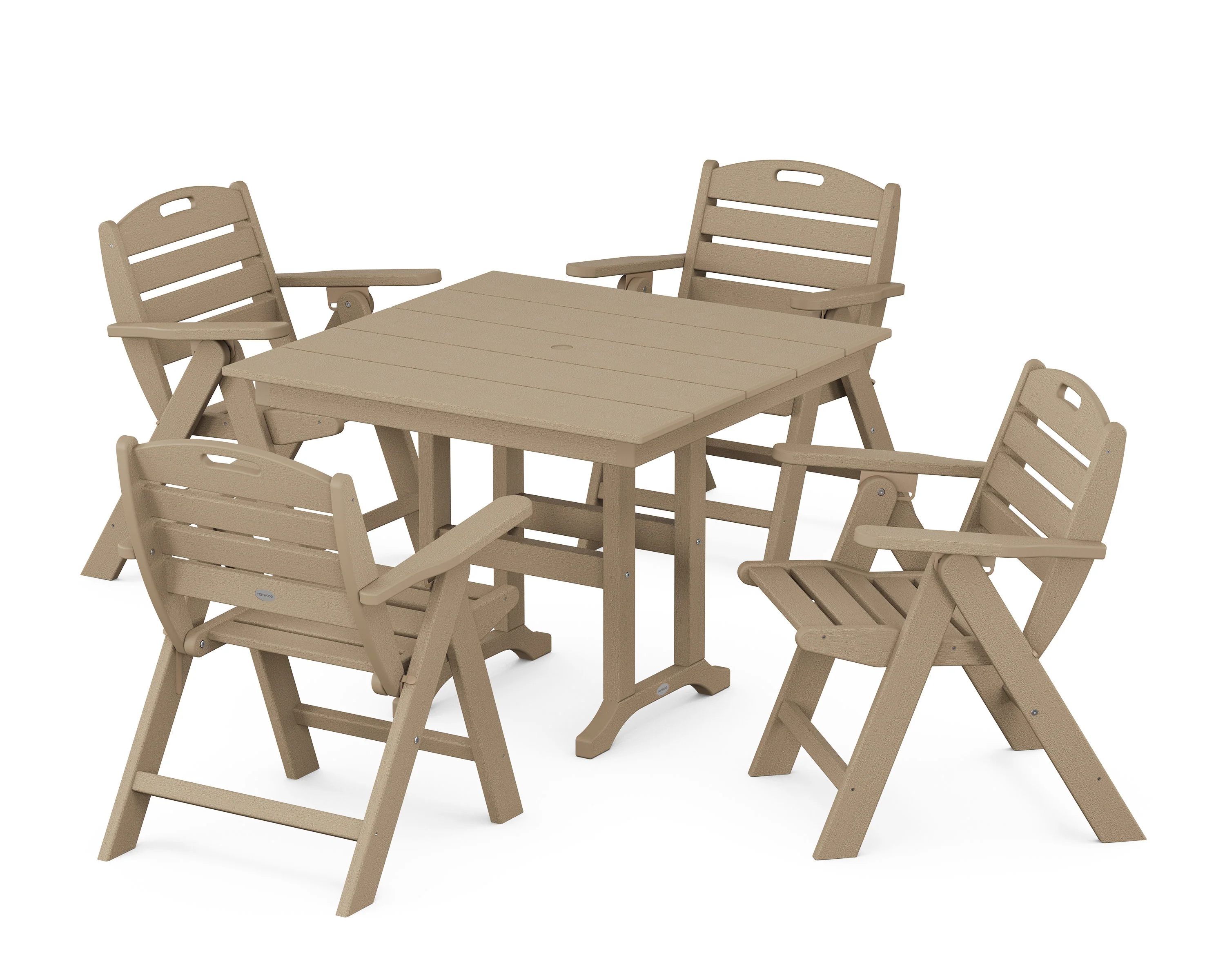 Nautical Folding Lowback Chair 5-Piece Farmhouse Dining Set - Image 6