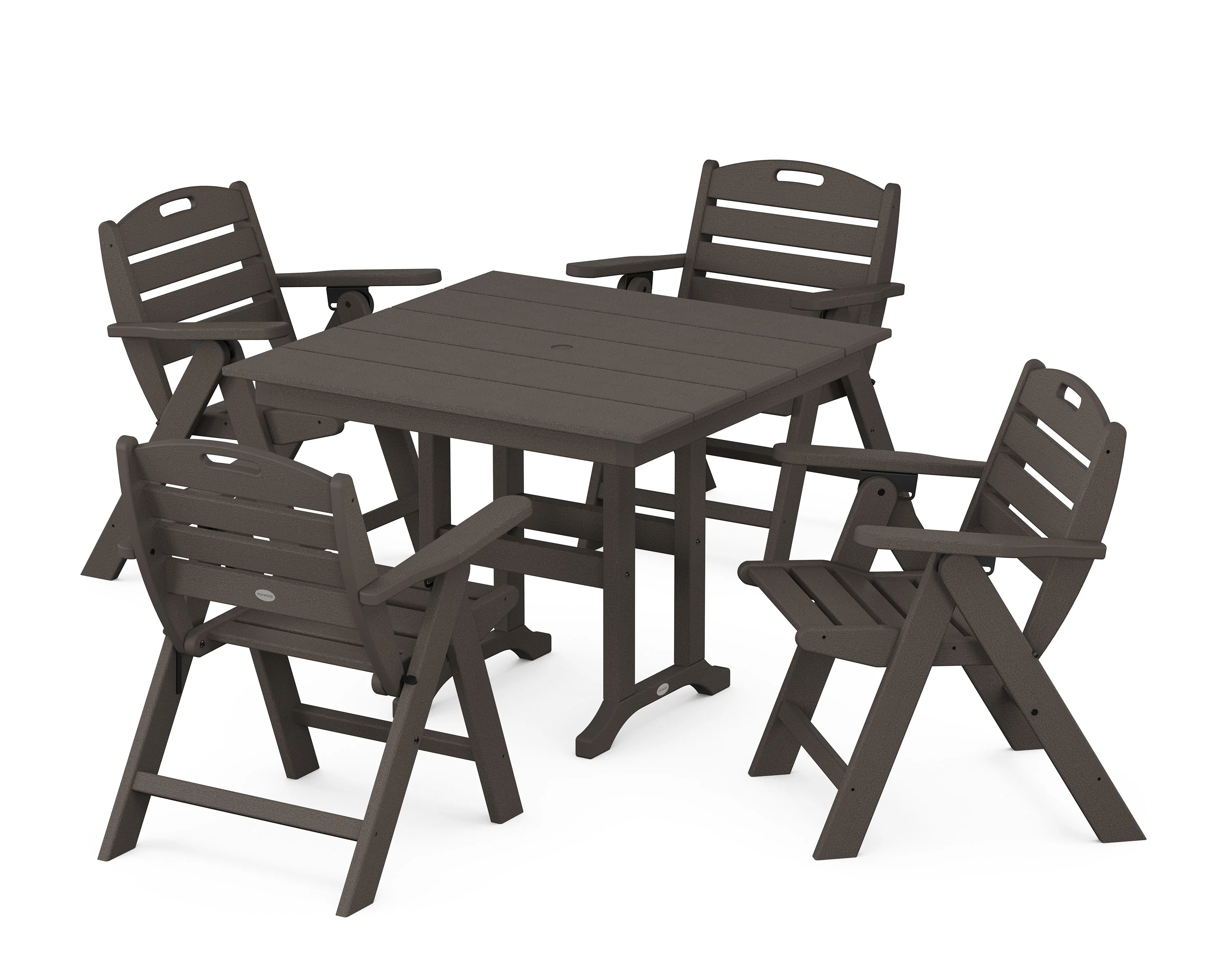 Nautical Folding Lowback Chair 5-Piece Farmhouse Dining Set - Image 7