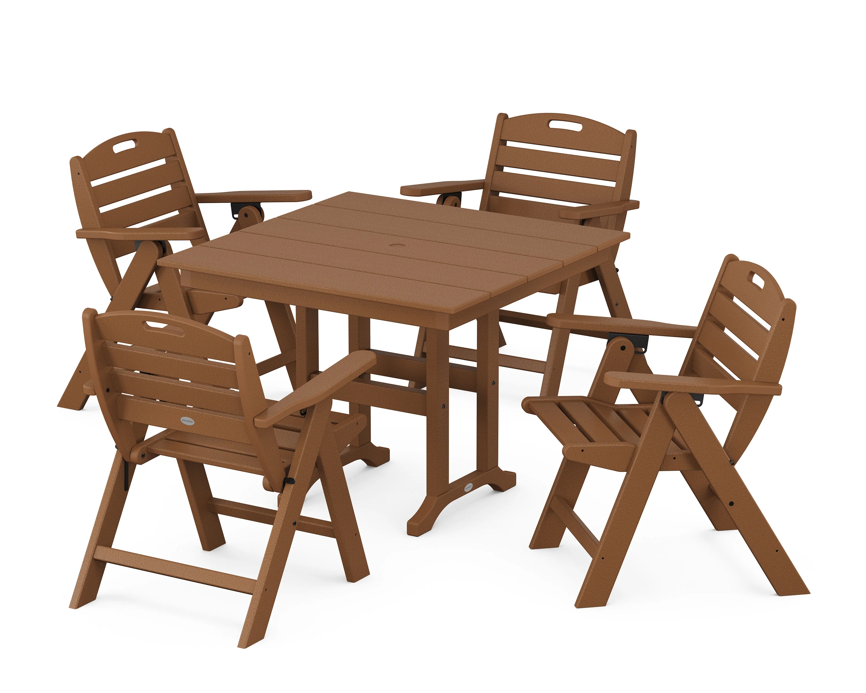 Nautical Folding Lowback Chair 5-Piece Farmhouse Dining Set - Image 8