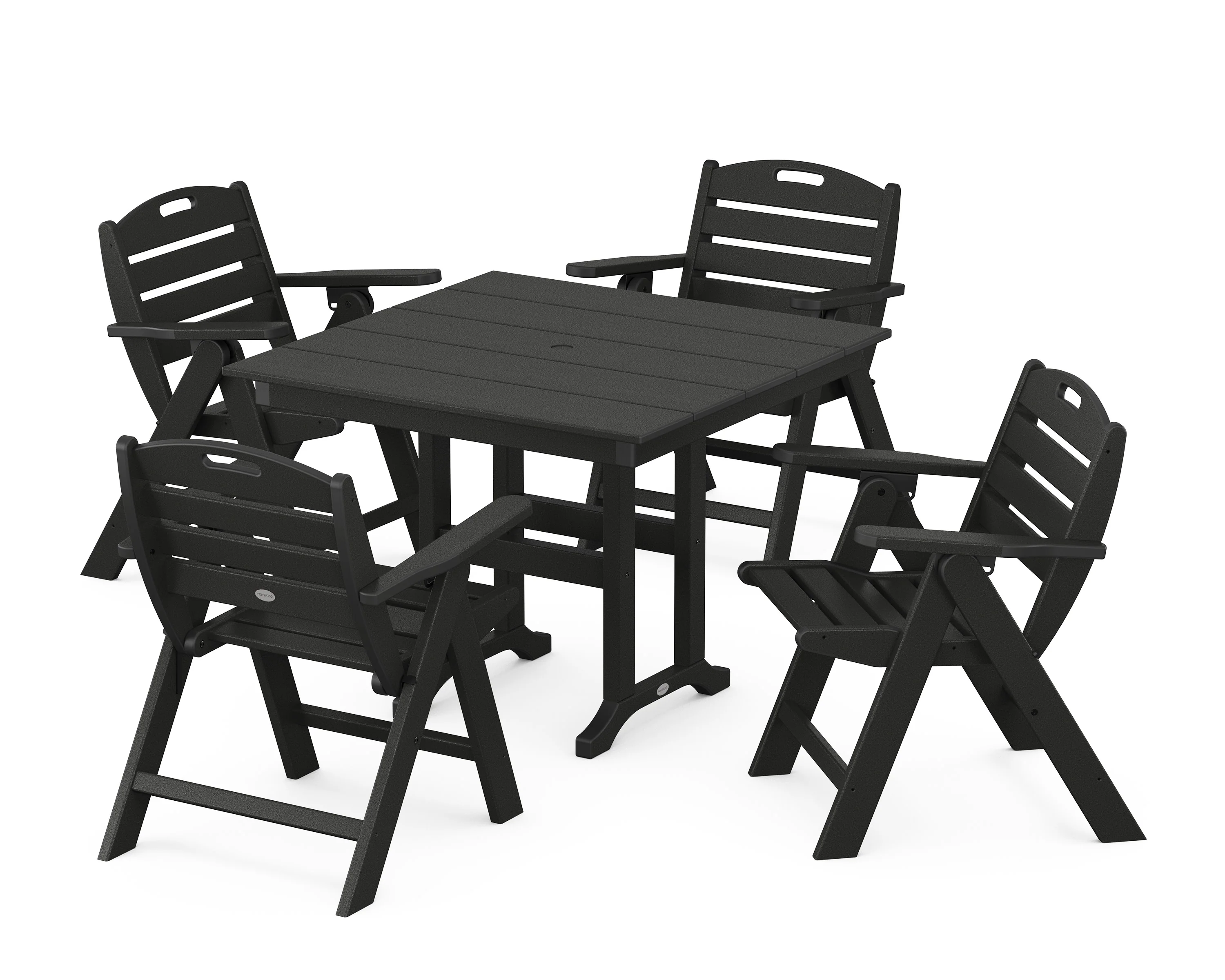 Nautical Folding Lowback Chair 5-Piece Farmhouse Dining Set - Image 9