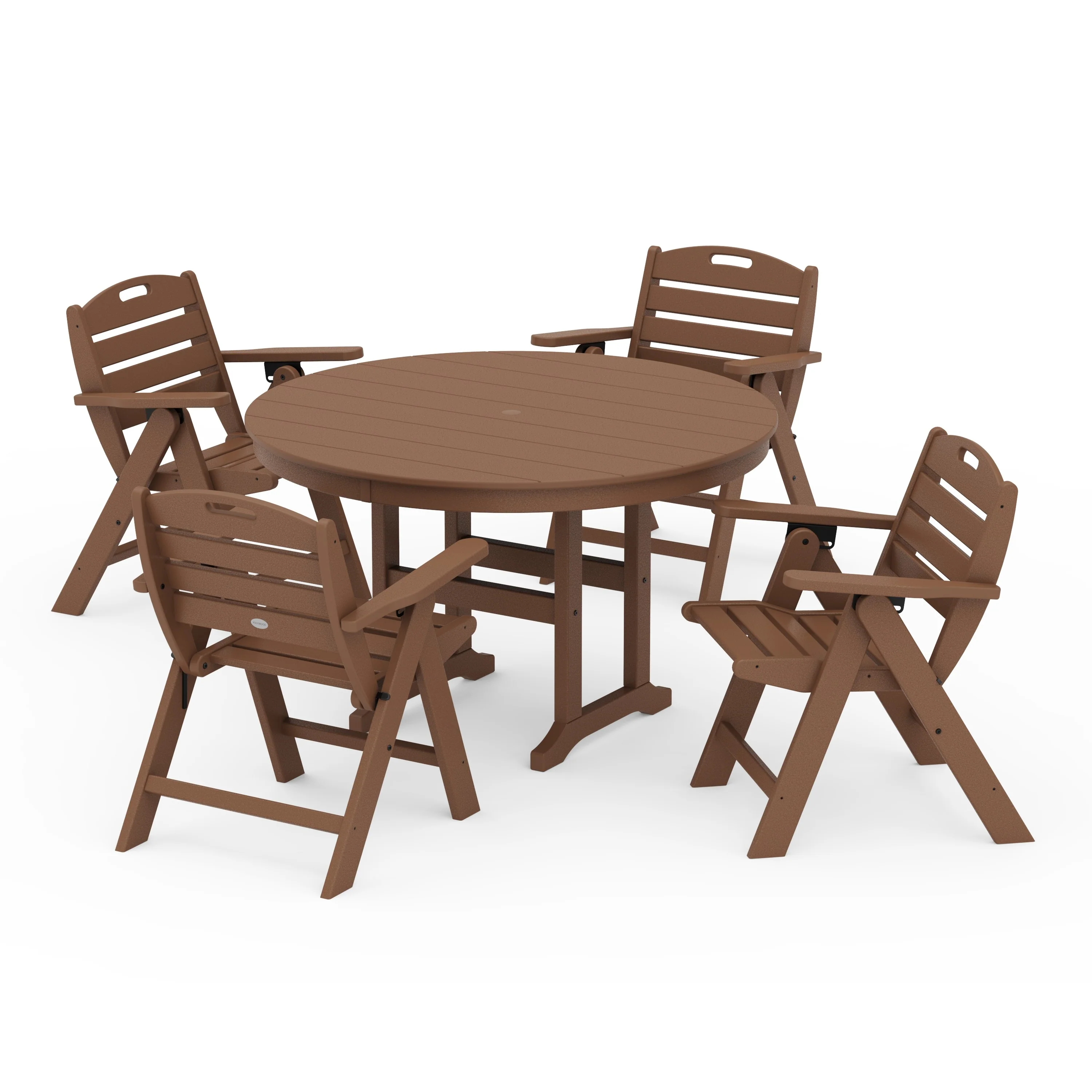 Nautical Folding Lowback Chair 5-Piece Round Farmhouse Dining Set - Image 10