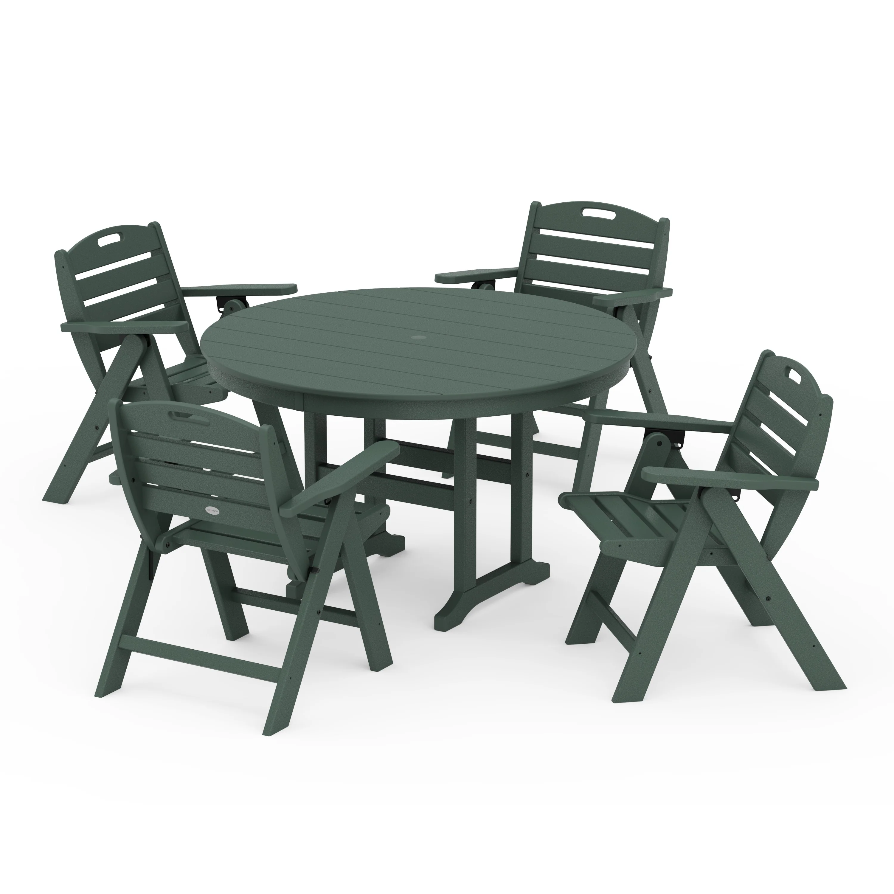 Nautical Folding Lowback Chair 5-Piece Round Farmhouse Dining Set - Image 4