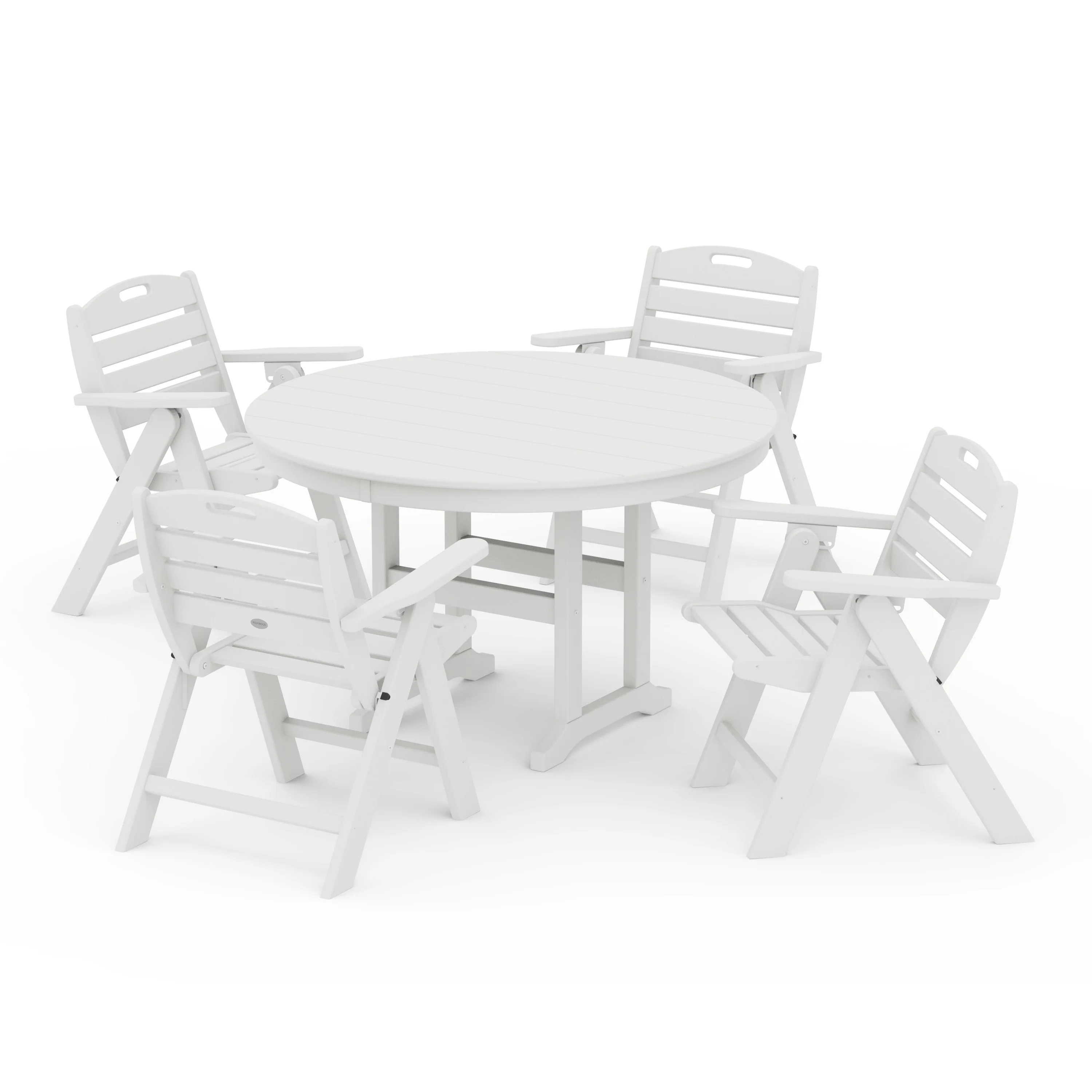 Nautical Folding Lowback Chair 5-Piece Round Farmhouse Dining Set - Image 5