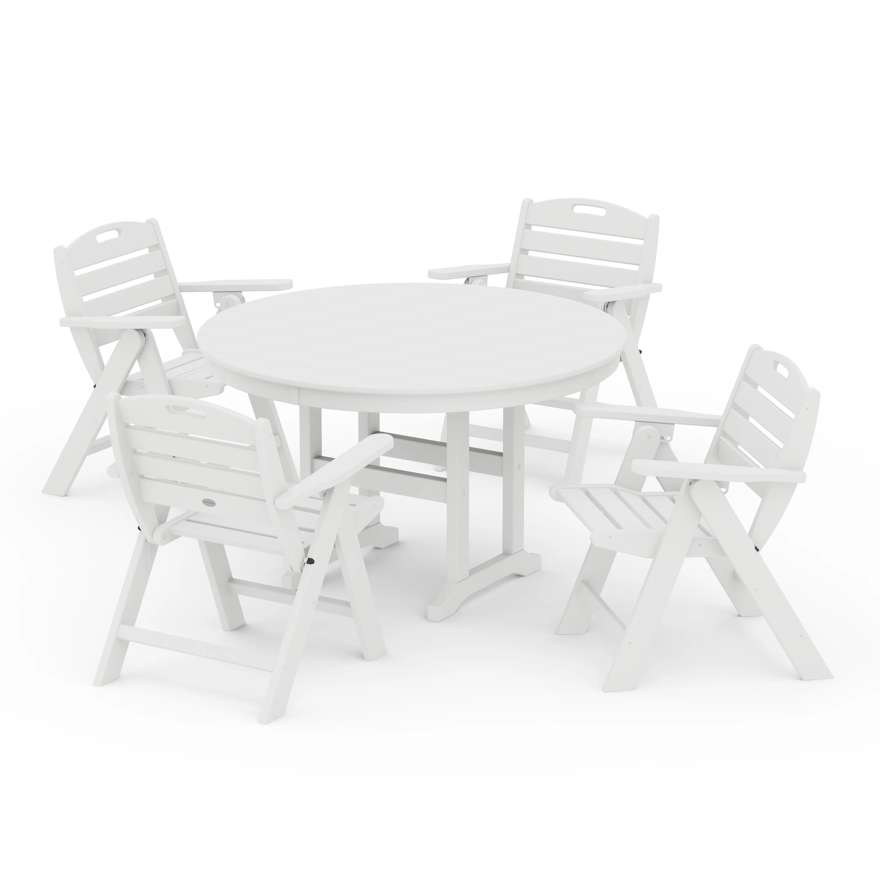 Nautical Folding Lowback Chair 5-Piece Round Farmhouse Dining Set - Image 6